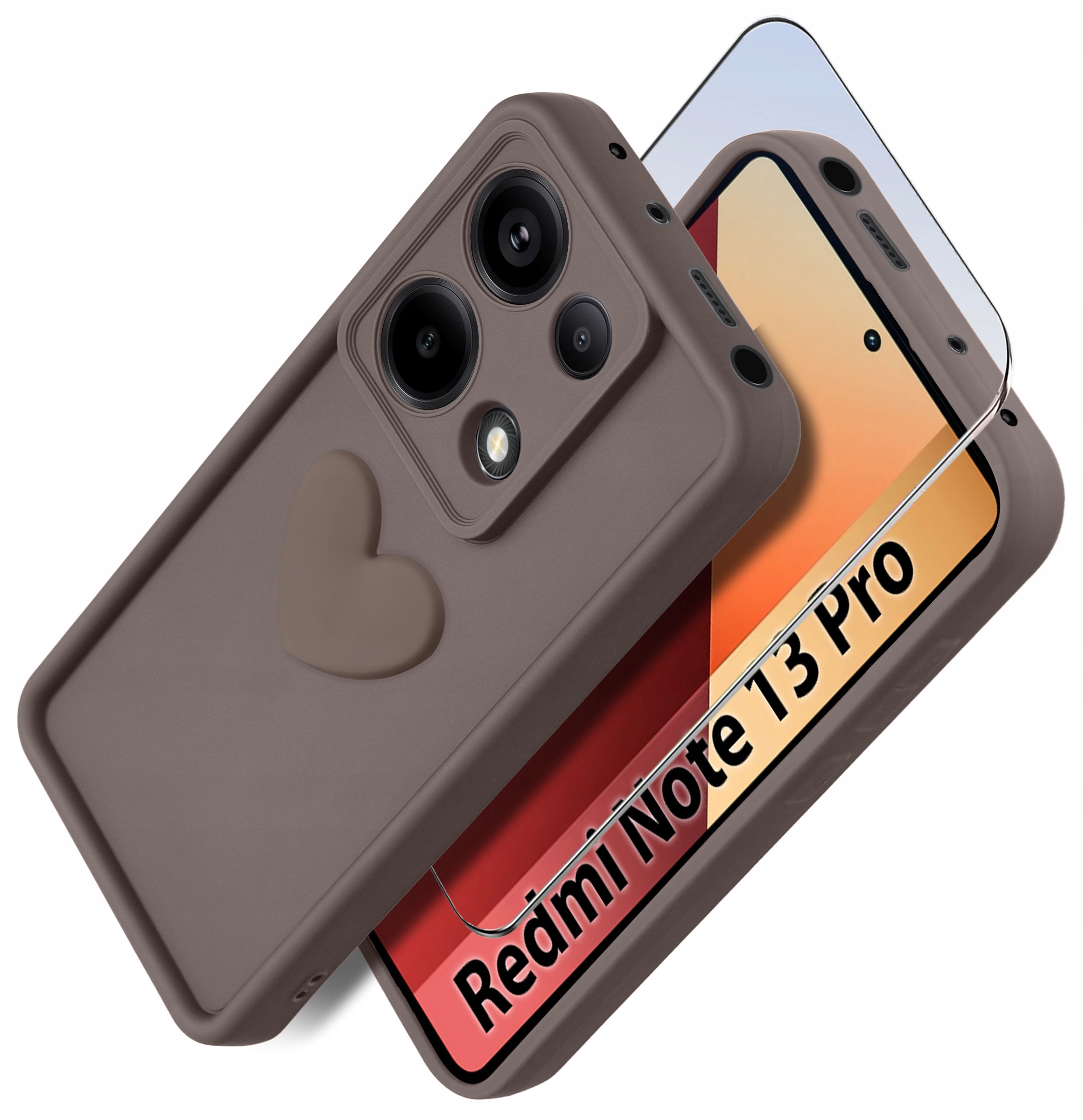 Etui do Xiaomi Redmi Note 13 Pro 4G silikonowe MATOWE serce + Szkło ochronne 9H – Ochrona i styl w jednym