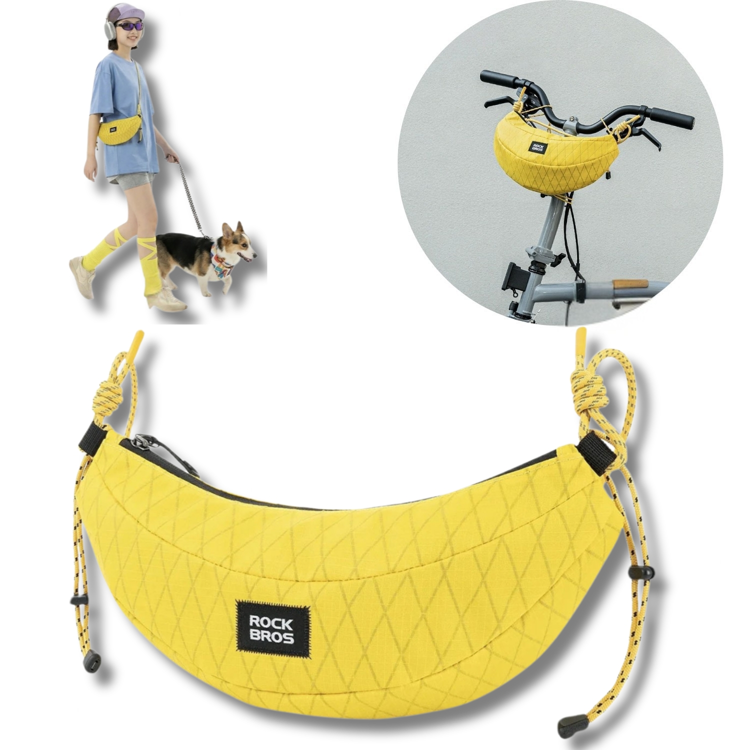 Torba rowerowa H74 na kierownicę lub ramię typu banan 1,8 l - żółta