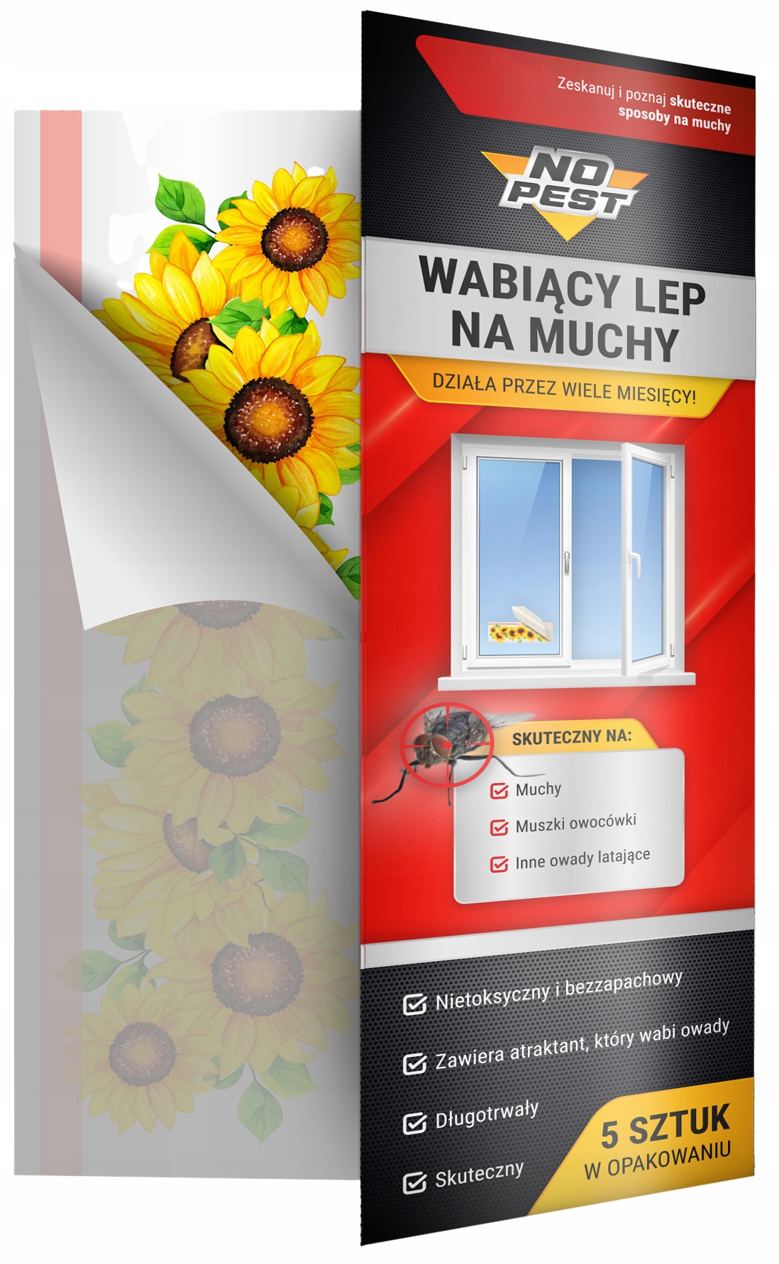 Wabiący Lep Pułapka Lepowa na Muchy Muszki Owocówki Meszki Mole Komary Ćmy na Okno Ścianę (5 szt) – Skuteczna ochrona przed owadami