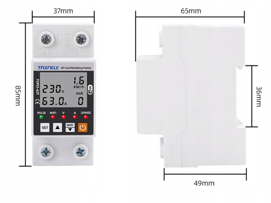 RTX Licznik Miernik Energii Prądu Watomierz Pomiar do 63A TUYA WiFi DIN – Inteligentne zarządzanie energią w Twoim domu