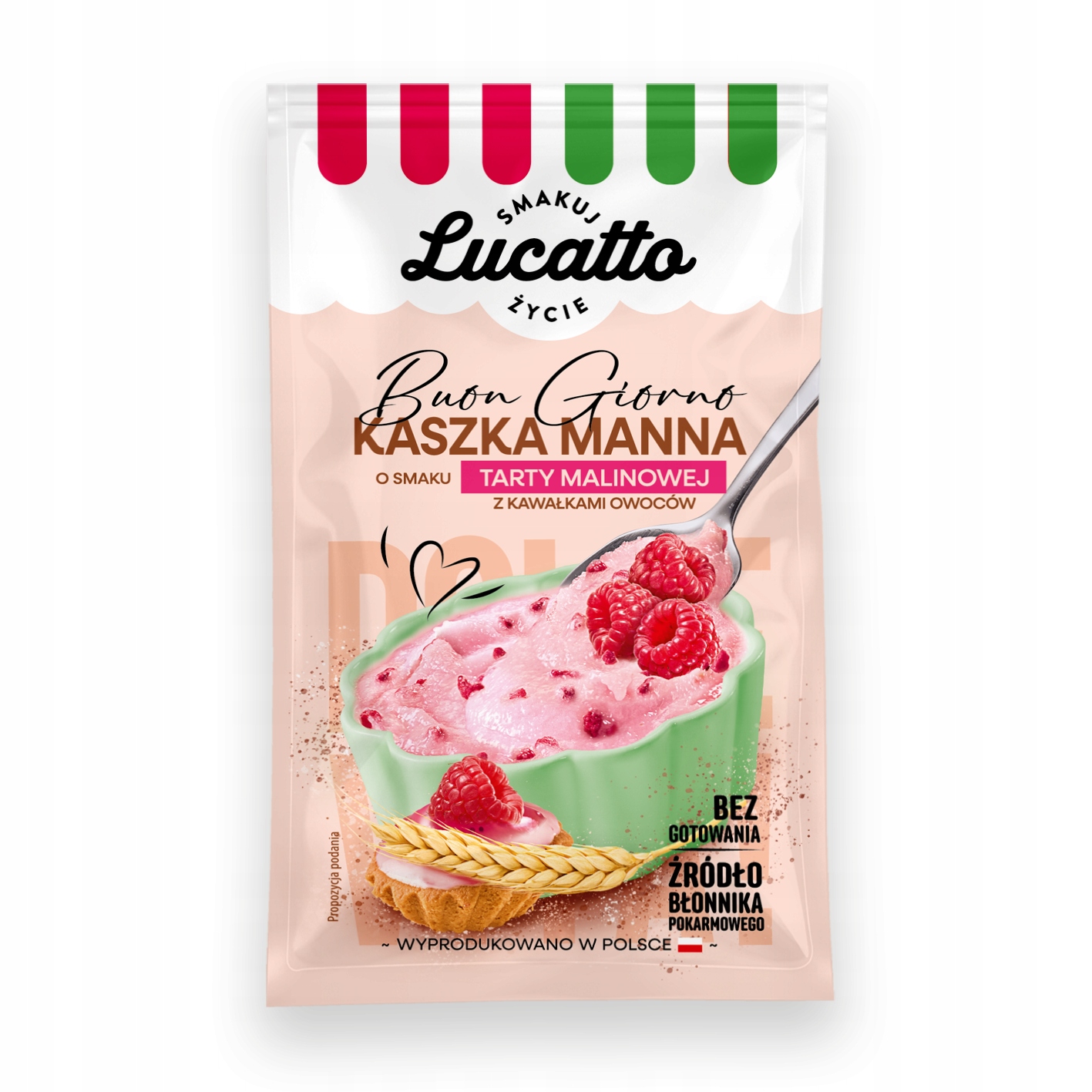 LUCATTO Kaszka tarta malinowa 48g – Szybki i smaczny deser dla całej rodziny