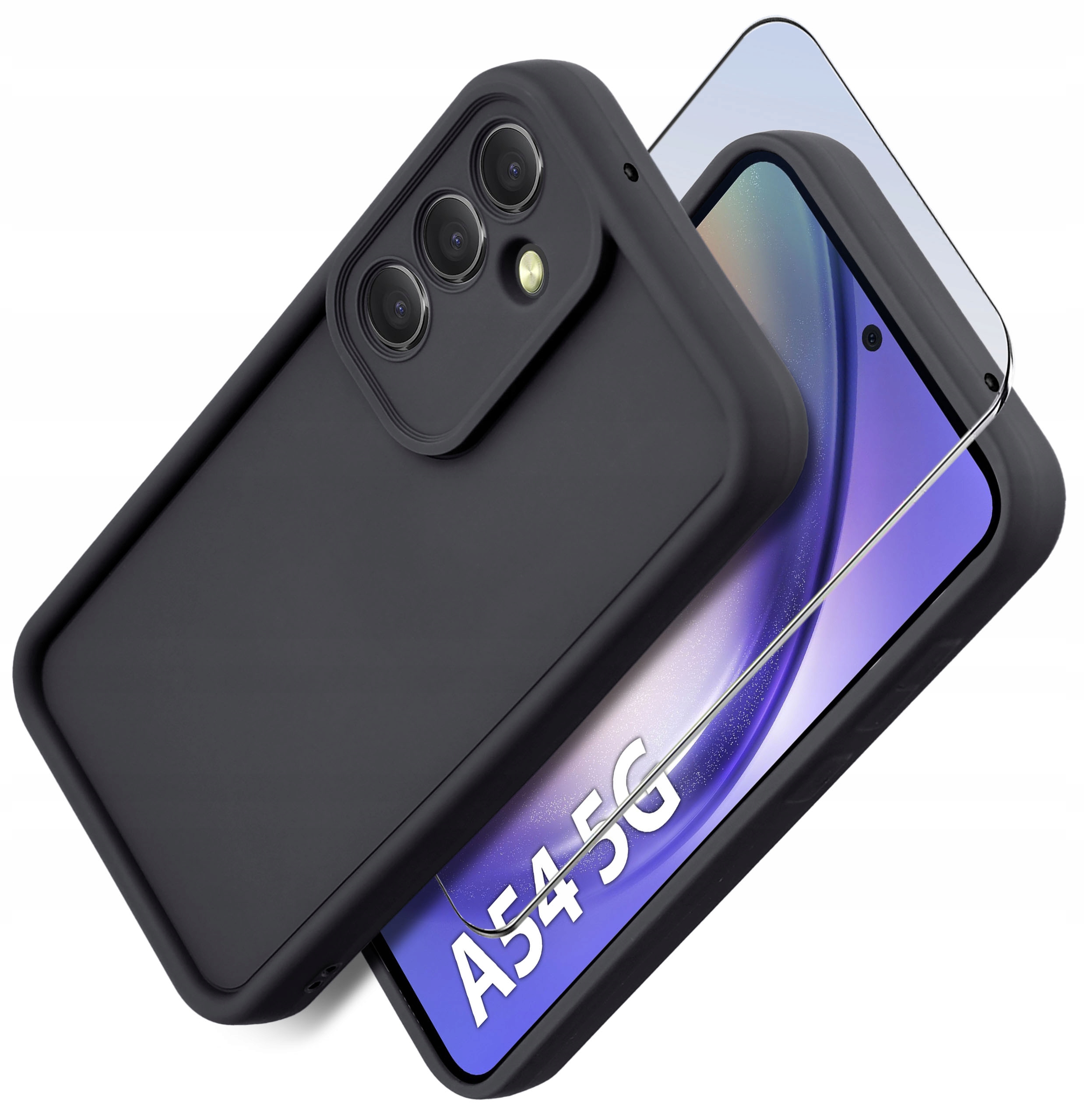 Etui do Samsung A54 5G – Silikonowe MATOWE z Szkłem Ochronnym 9H