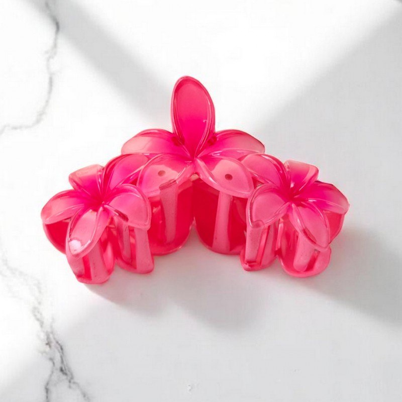 Spinka do włosów klamra duża XL kwiat potrójny różowy 7 x 11cm SP386 – Stylowy dodatek do Twojej fryzury