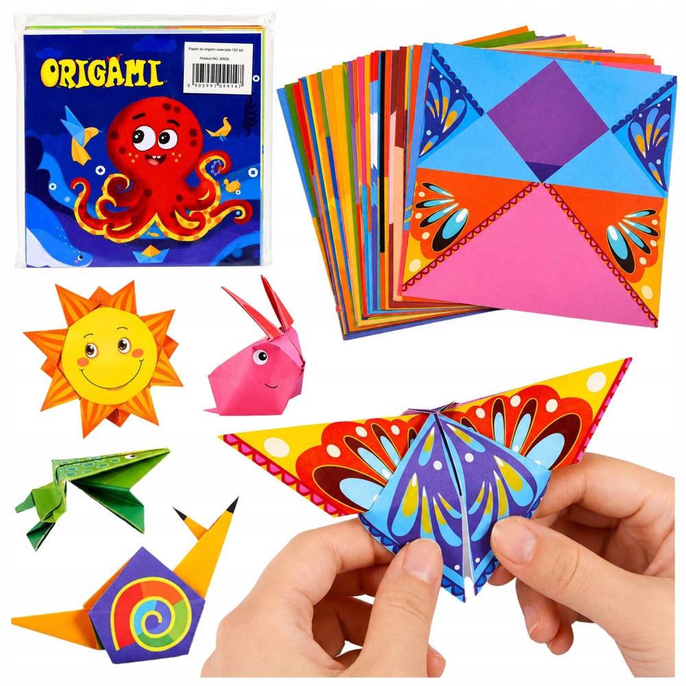 Zestaw Do Origami Papier Kolorowy Książeczka Instruktażowa 100 Arkuszy – Kreatywna zabawa dla dzieci