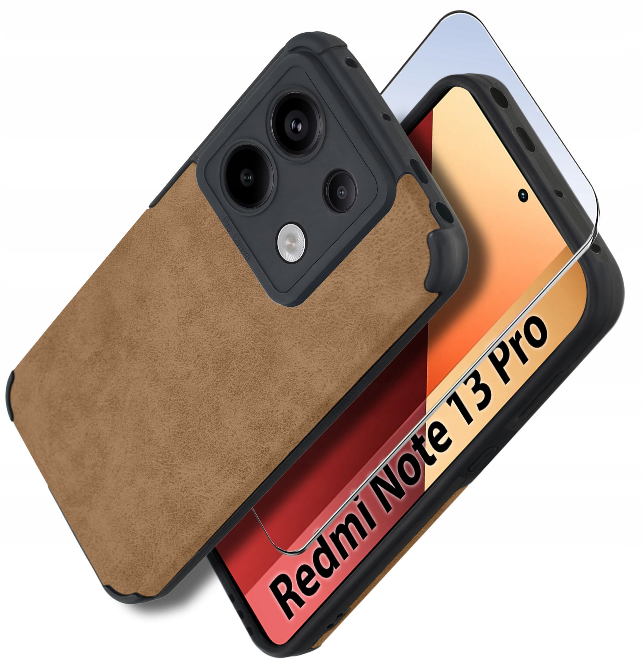 Etui do Xiaomi Redmi Note 13 Pro 4G silikonowe SKÓRZANE VINTAGE + Szkło 9H – Styl i ochrona w jednym