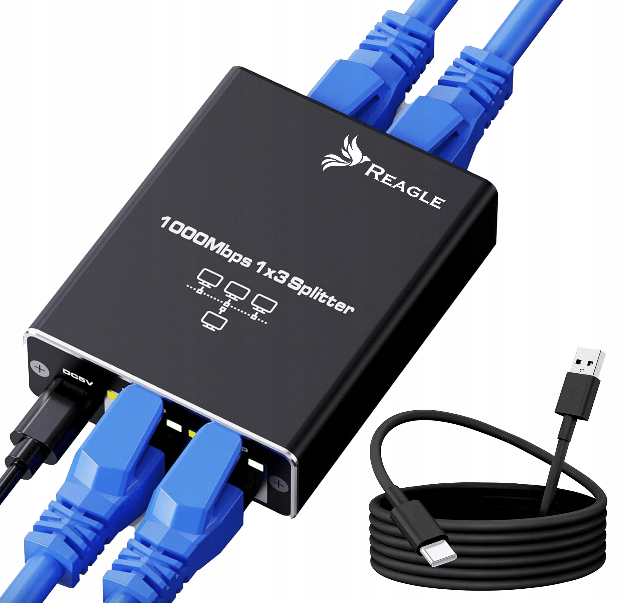 Reagle Adapter Rozdzielacz Switch Splitter LAN Ethernet RJ45 3xRJ45 1000M – Idealne rozwiązanie do podłączenia wielu urządzeń