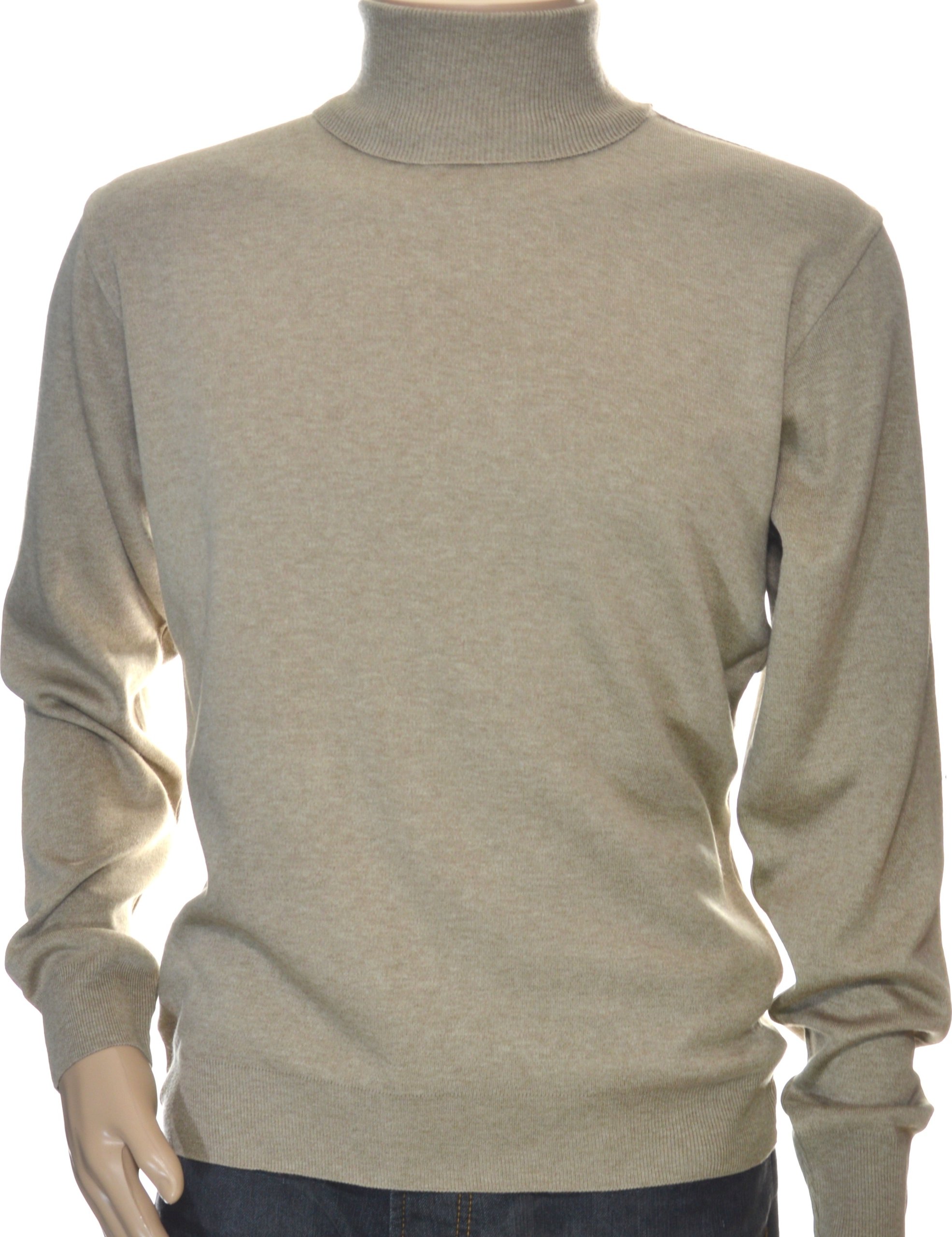 Sweter męski z golfem klasyczny golf z wełny 2XL XXL beżowy 1702 – Elegancja na co dzień