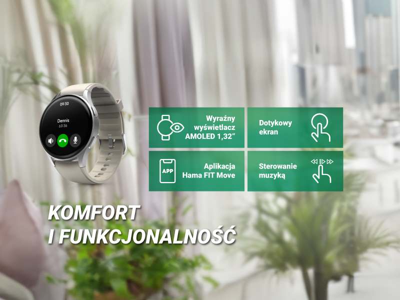 Smartwatch Hama kompatybilny z Google Fit, Strava i Apple Health
