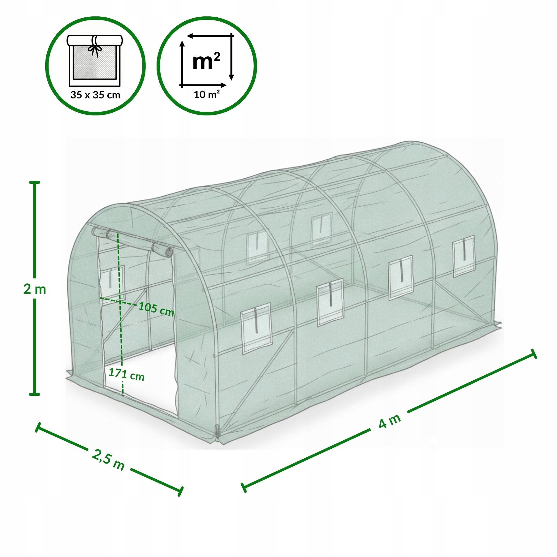 Tunel ogrodowy foliowy VAYU 4 x 2,5 m – Idealne rozwiązanie do uprawy roślin
