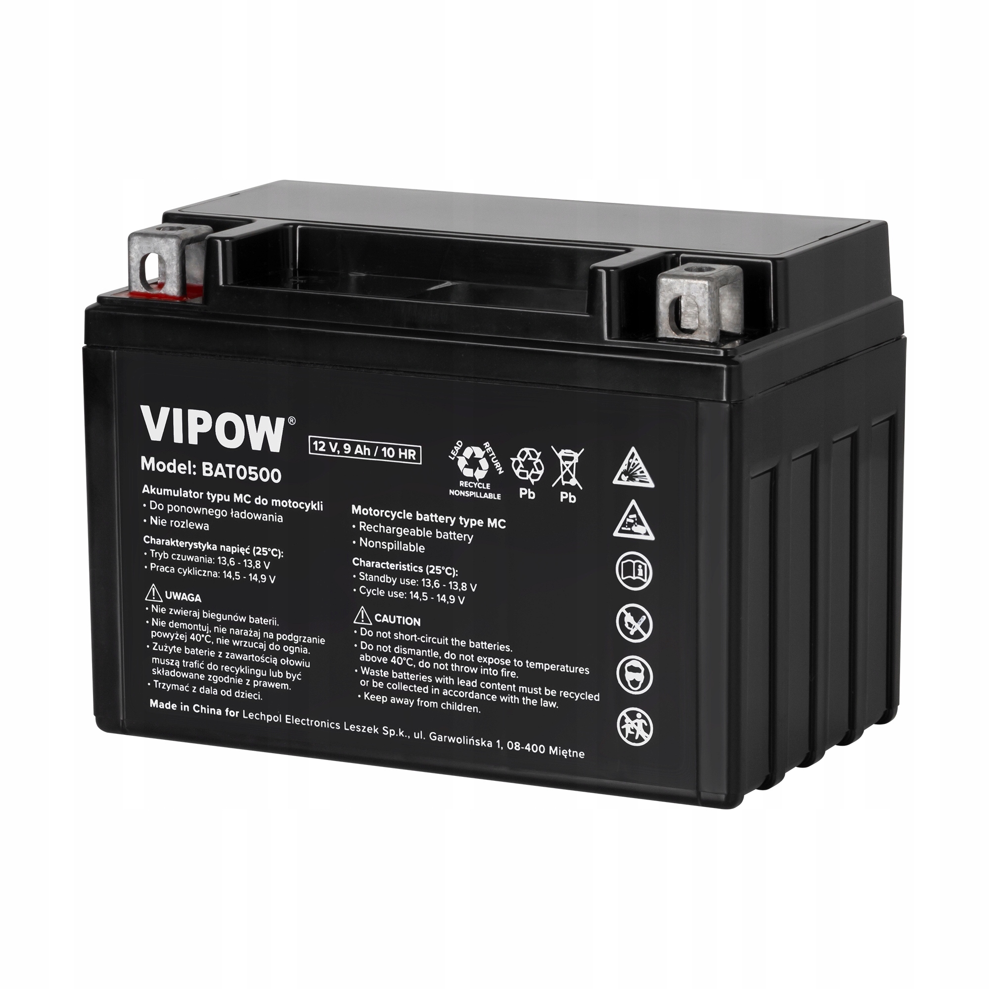 Akumulator VIPOW typ MC 12V 9Ah – Niezawodne źródło energii dla motocykli