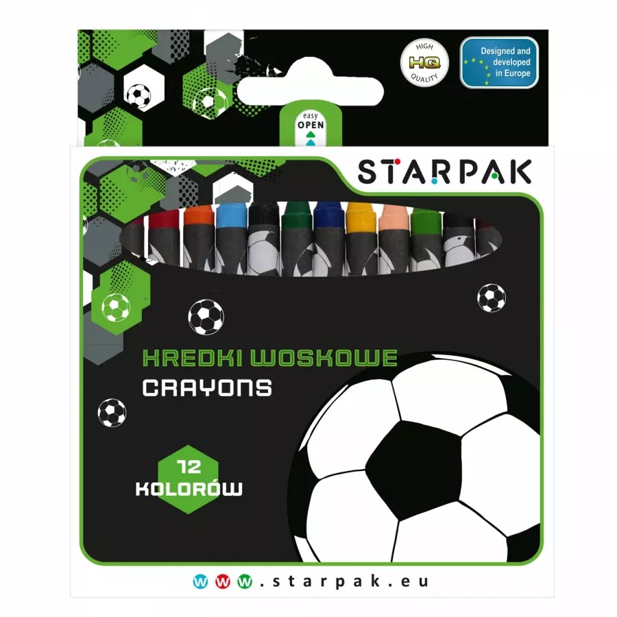 Kredki woskowe 12 kolorów Football STARPAK – Kreatywność dla najmłodszych