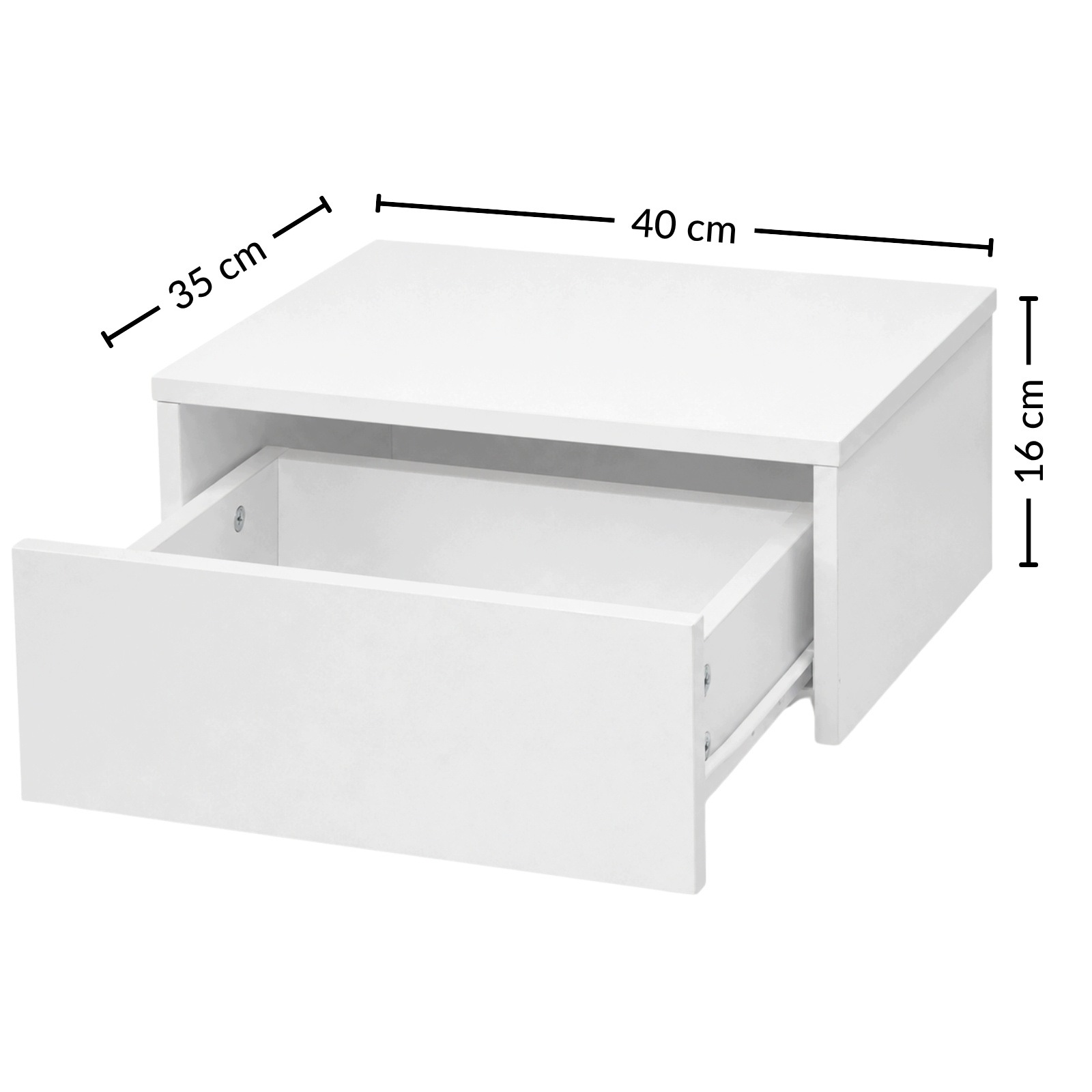 Szafka nocna wisząca z szufladą MDF biała 40x35x16 cm – Idealne rozwiązanie do sypialni