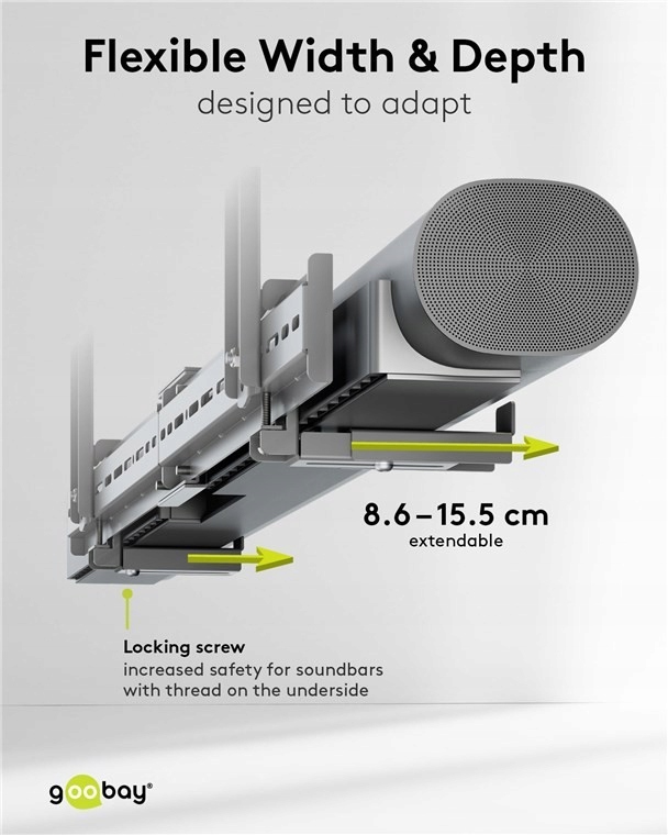 Regulowany uchwyt kompatybilny z popularnymi soundbarami