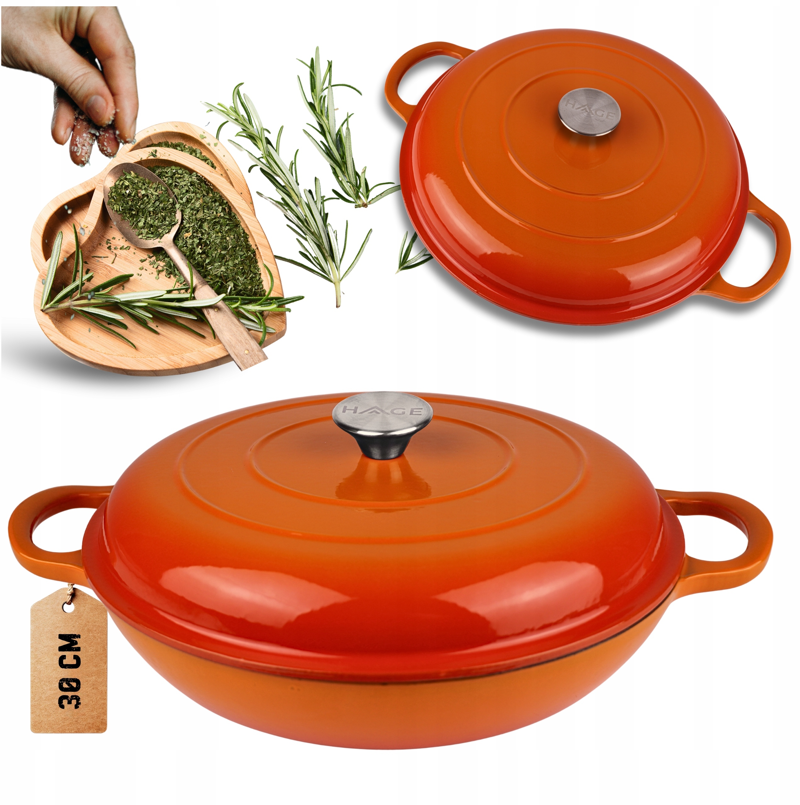 Emaliowany Garnek Żeliwny Płaski 30cm 3L HAGE – Idealny do Twojej Kuchni