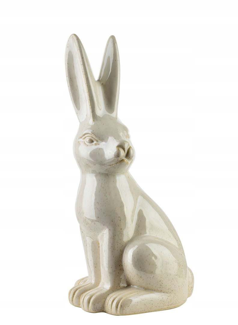 MAVE BEIGE Figura zając ceramiczna 19x18x40,5cm – Elegancka dekoracja do każdego wnętrza