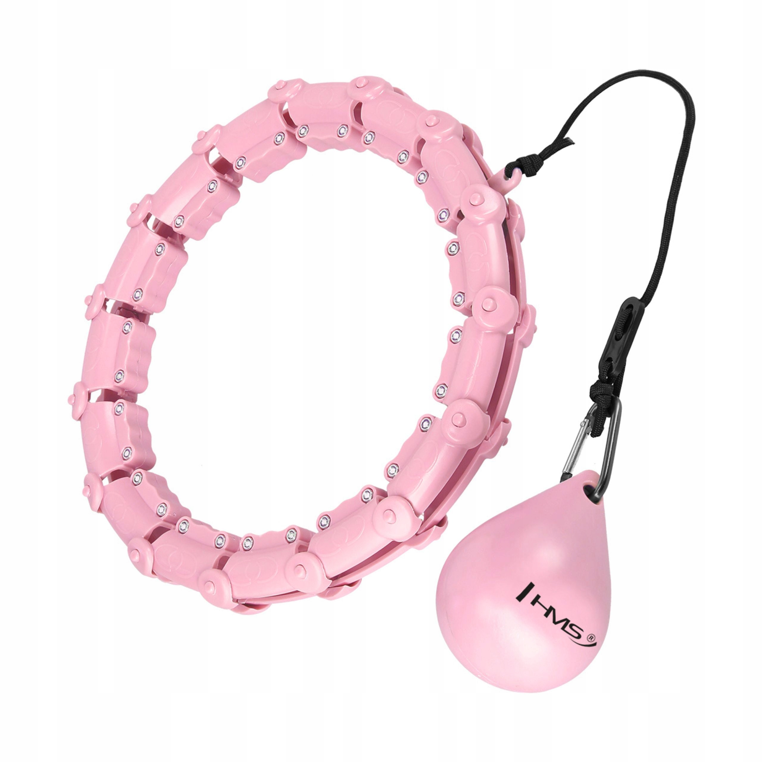 HHW11 PLUS SIZE HULA HOP LIGHT PINK Z WYPUSTKAMI I OBCIĄŻNIKIEM HMS – Idealny do treningu i masażu