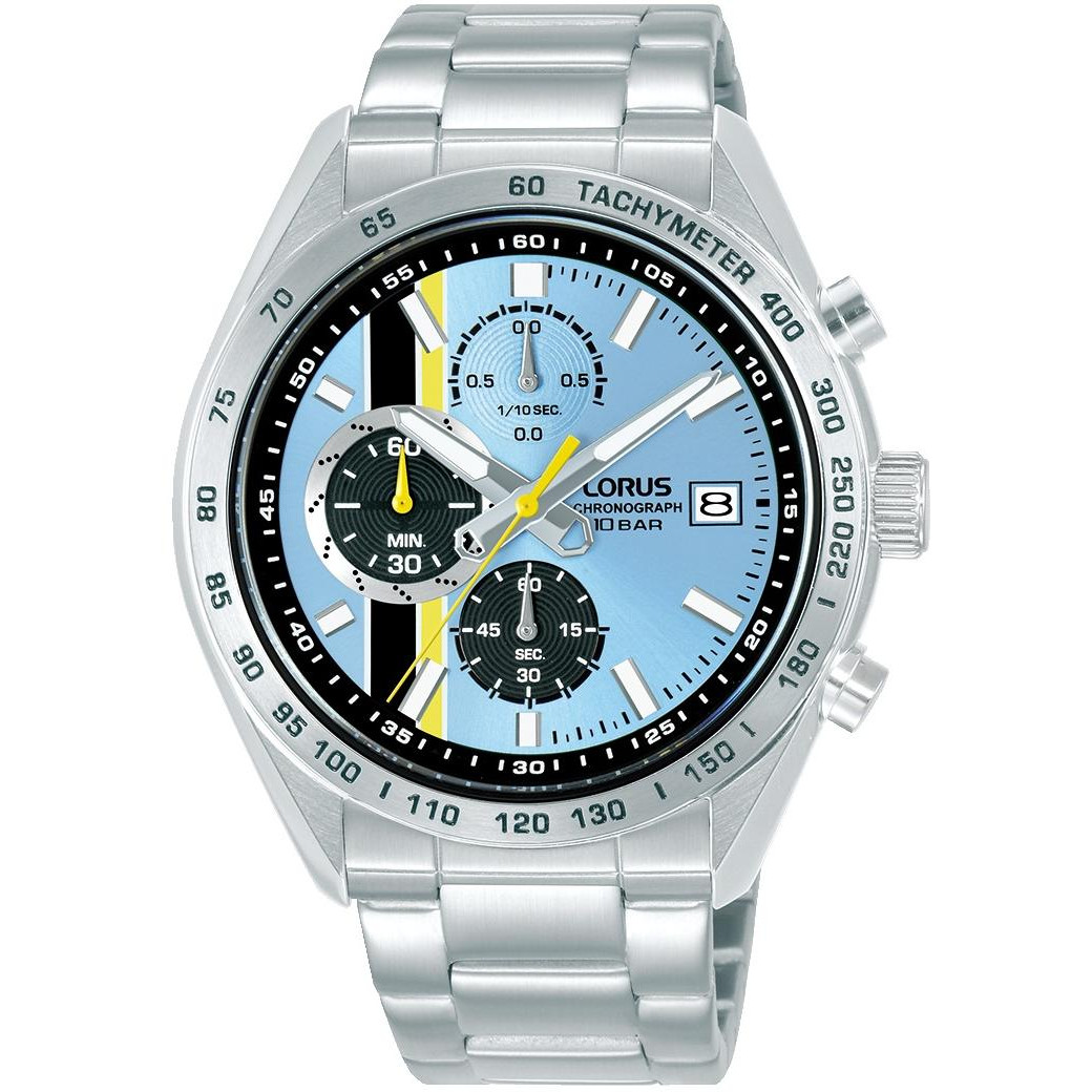 Jasnoniebieska tarcza z funkcjami chronografu