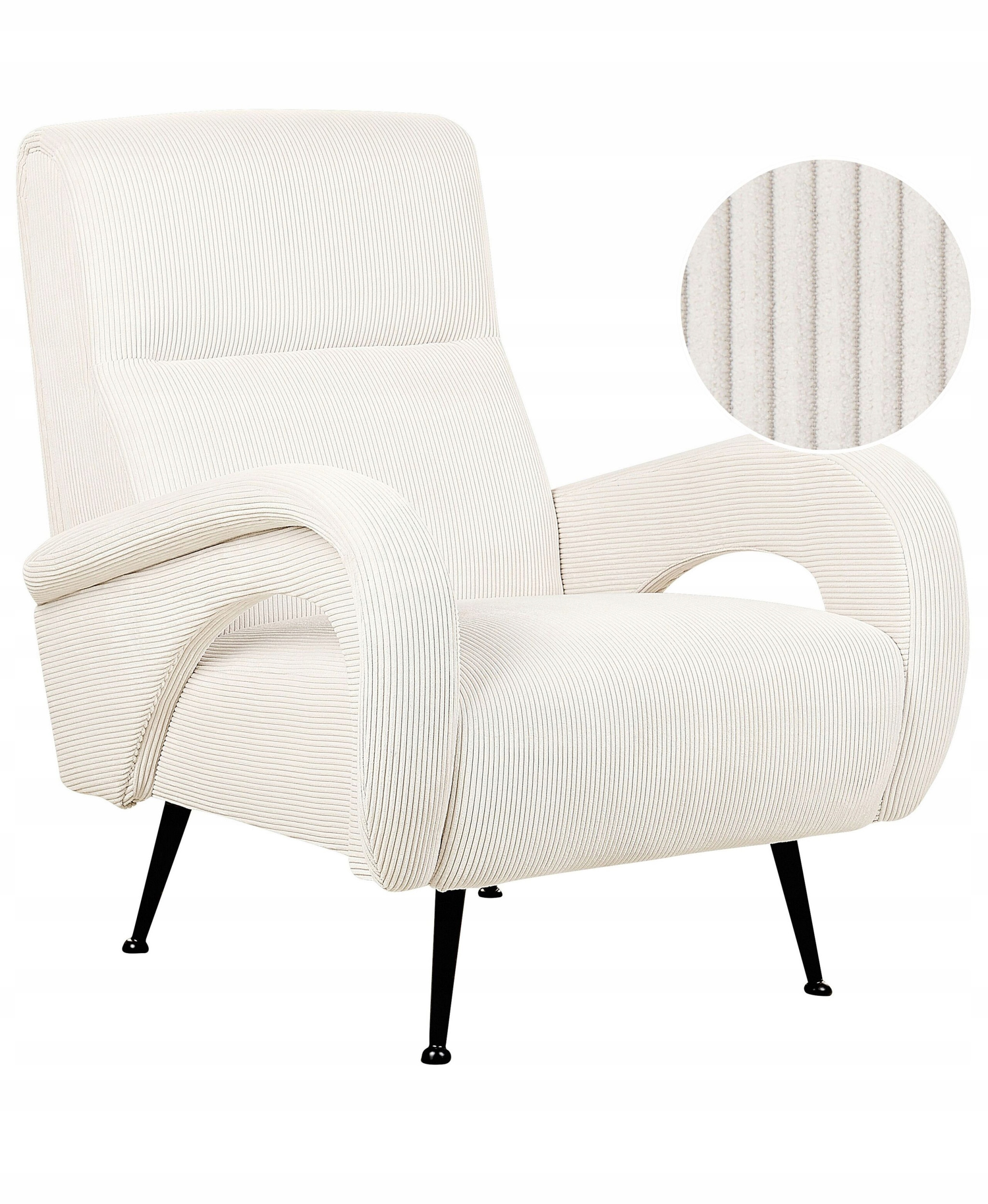 Fotel sztruksowy kremowy SVALOV – Stylowy element Twojego wnętrza