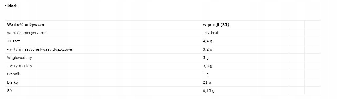 Wartości odżywcze i składniki BOUNTY Hi Protein