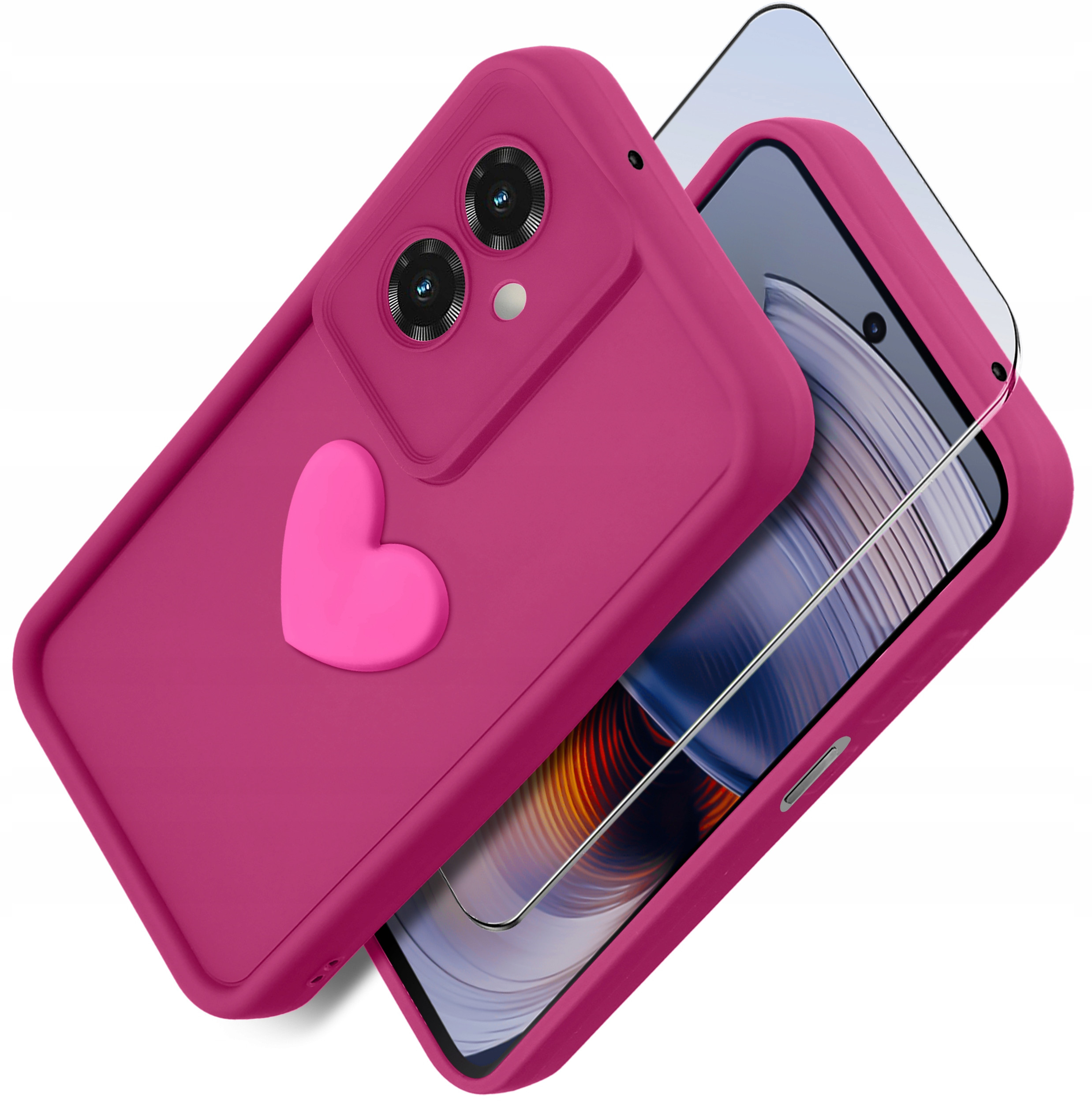 Etui do Motorola Moto G55 5G silikonowe MATOWE serce + Szkło ochronne na ekran 9H