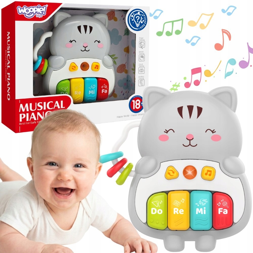 Baby Pianinko Interaktywne Kotek Muzyczne Organki Dźwięki Światło 18m+ – Radość i edukacja w jednym