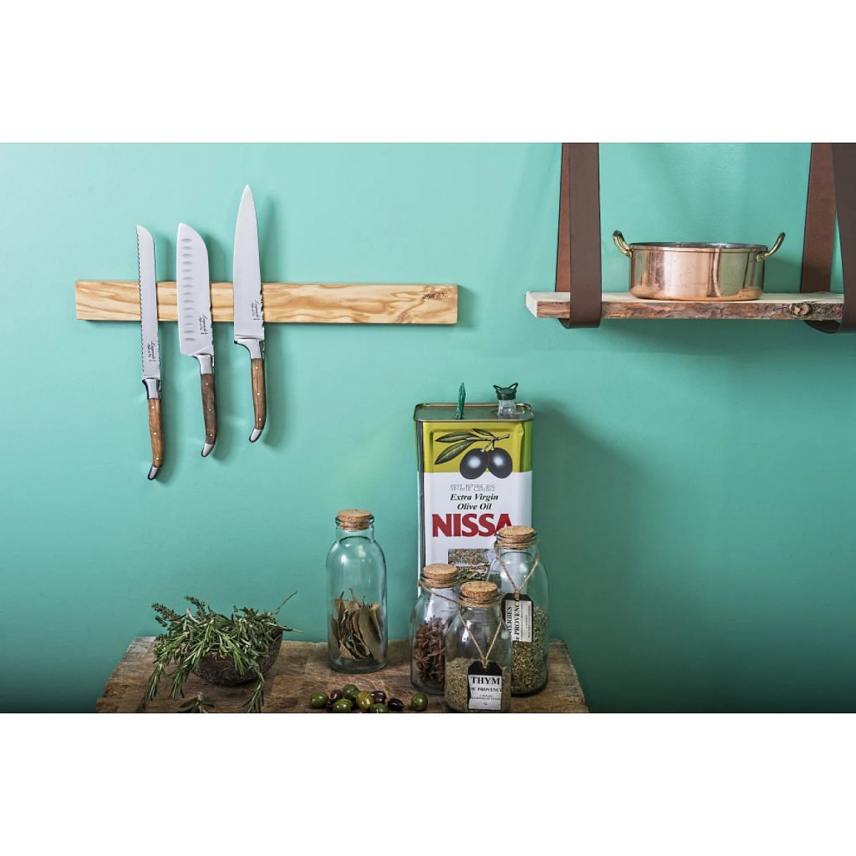Style de Vie - Listwa magnetyczna na noże 50 cm, drewno akacjowe – Elegancja i funkcjonalność w Twojej kuchni