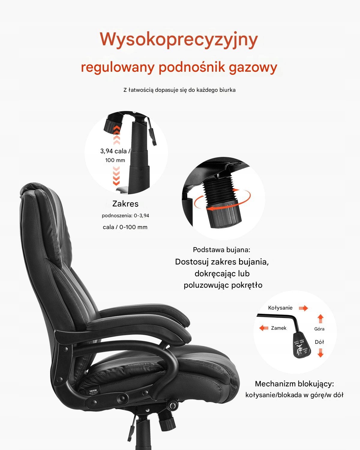 Regulowane podparcie lędźwiowe – Dostosuj do swoich potrzeb