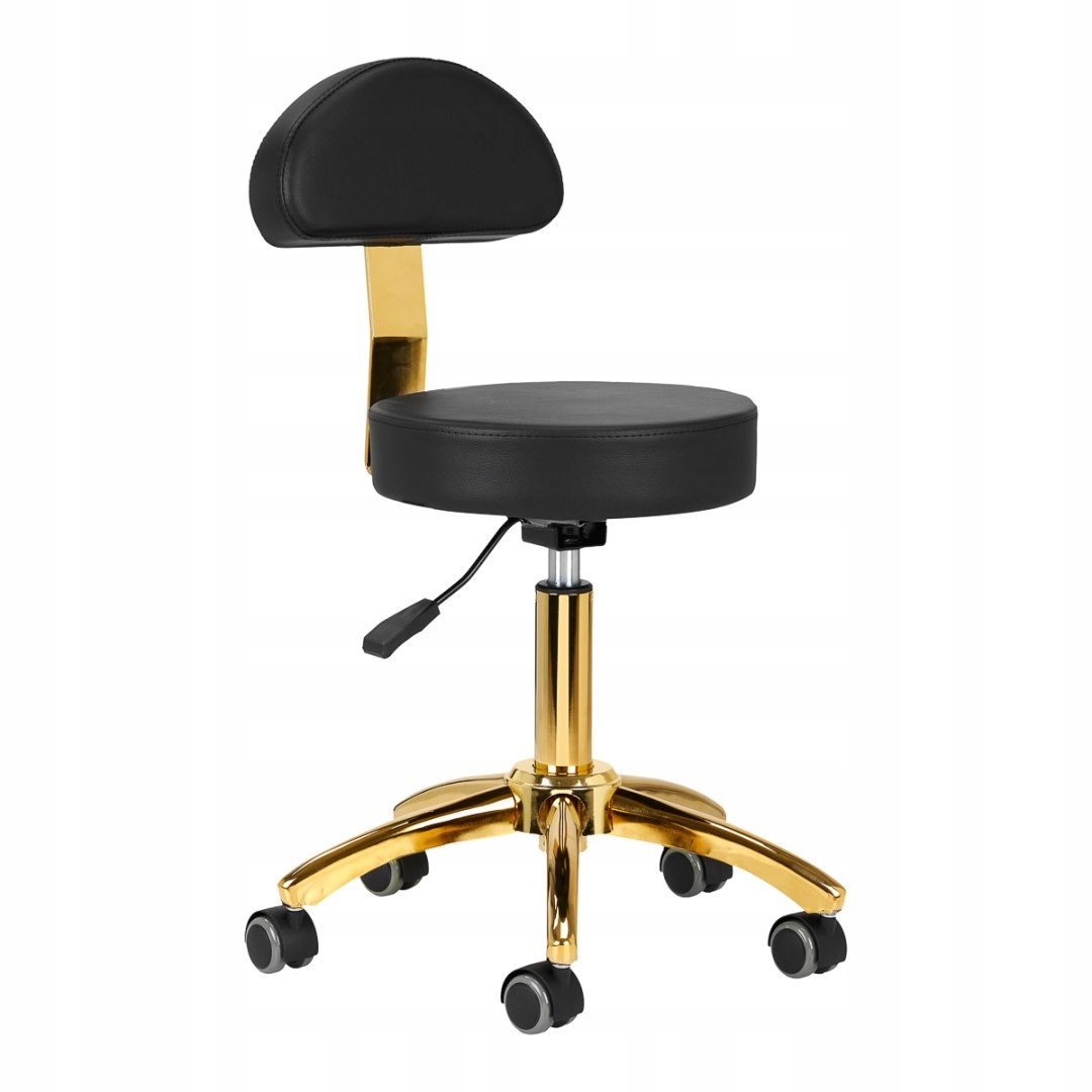 Taboret kosmetyczny AM-304G złoto czarny – Elegancja i komfort w Twoim gabinecie