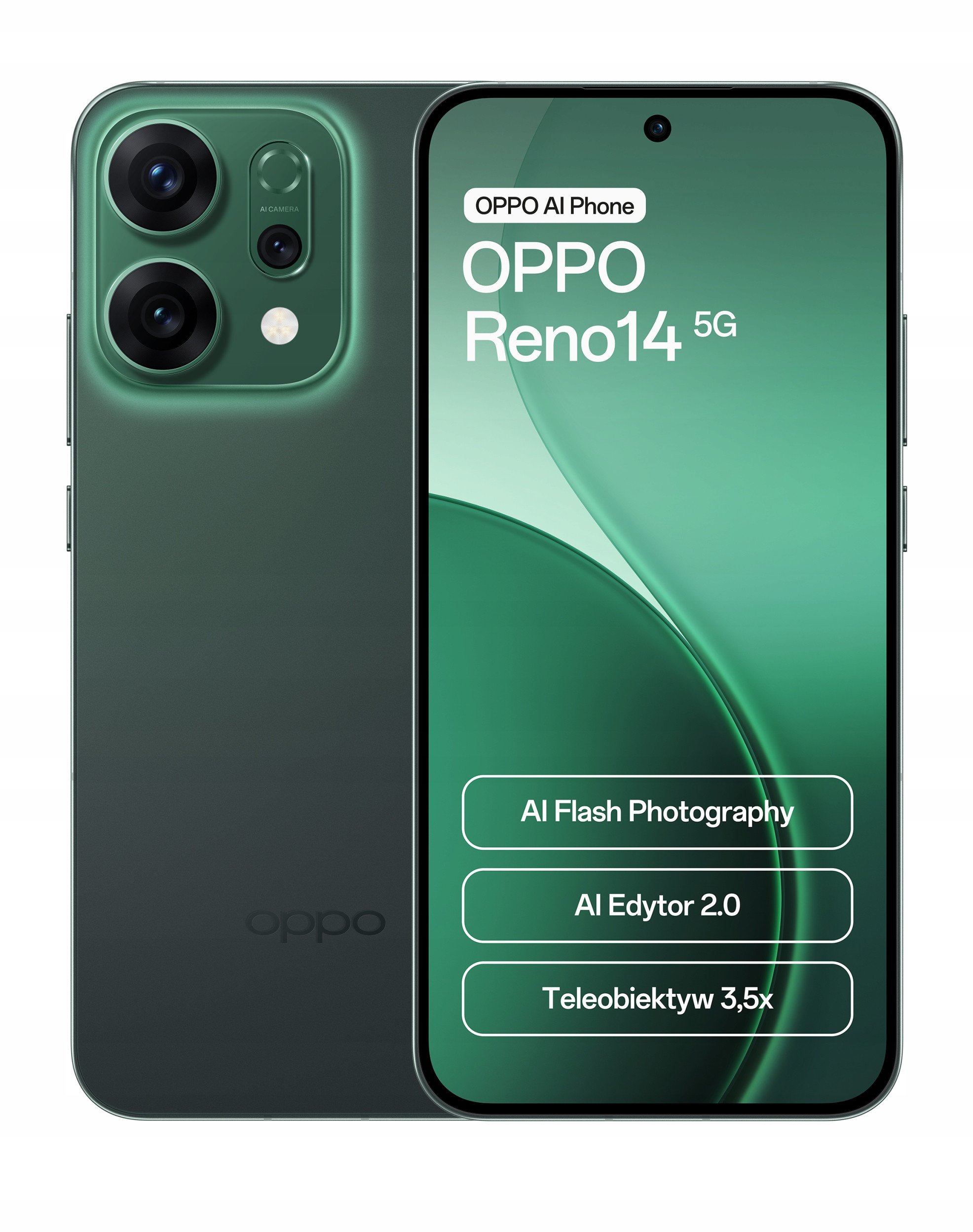 OPPO Reno 14 5G 12/512GB Luminous Green – Nowoczesny smartfon dla wymagających