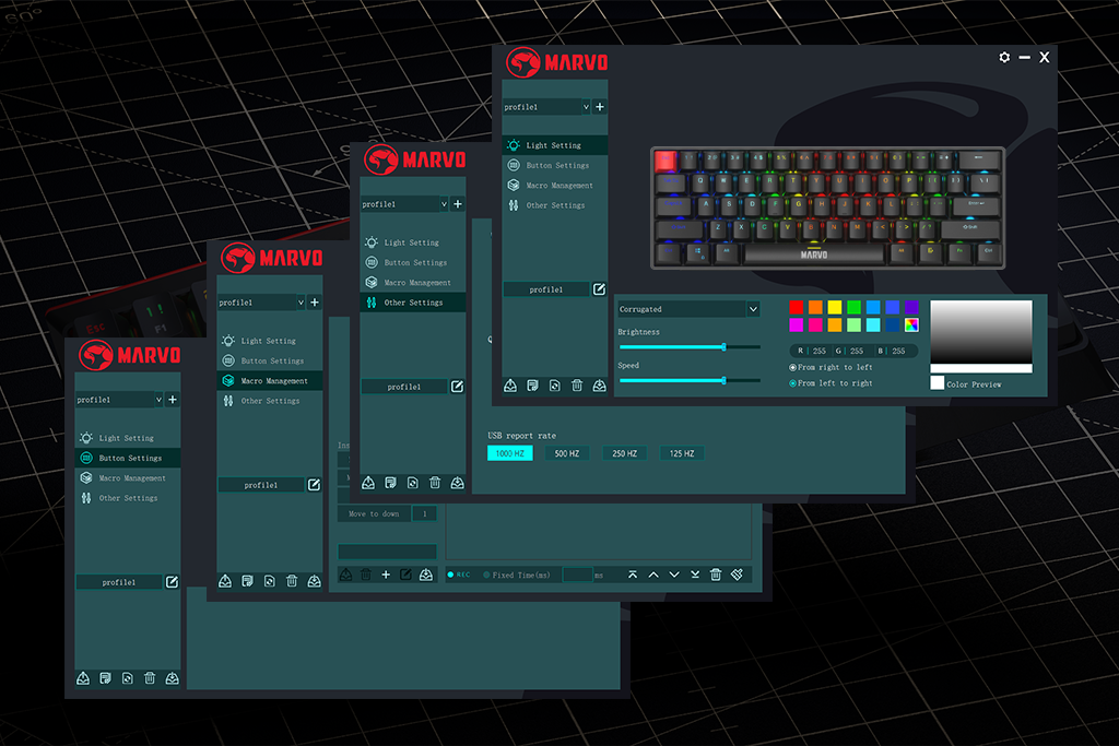 MARVO Saber 61 - podświetlenie RGB