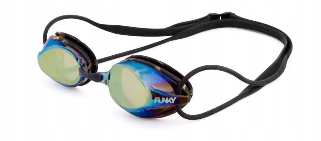 Okulary pływackie FUNKITA Training Machine Black Cracked Gold Mirrored – Idealne do treningów