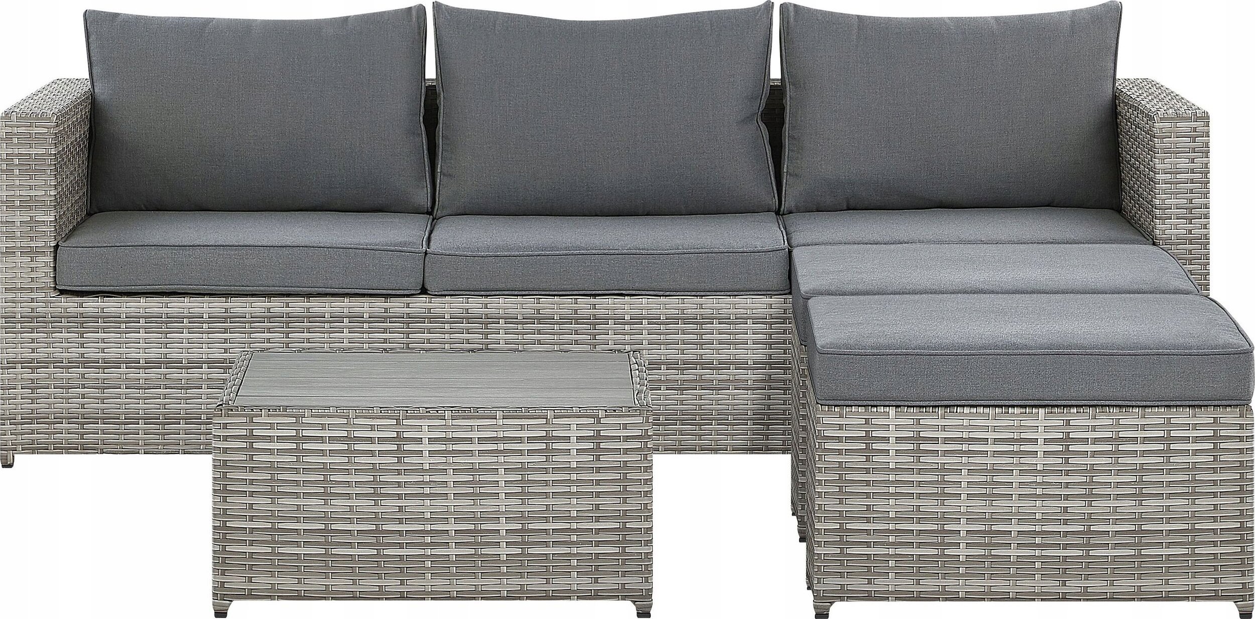 Zestaw ogrodowy z technorattanu 5-osobowy prawostronny szary SABBIA – Idealne uzupełnienie przestrzeni zewnętrznej