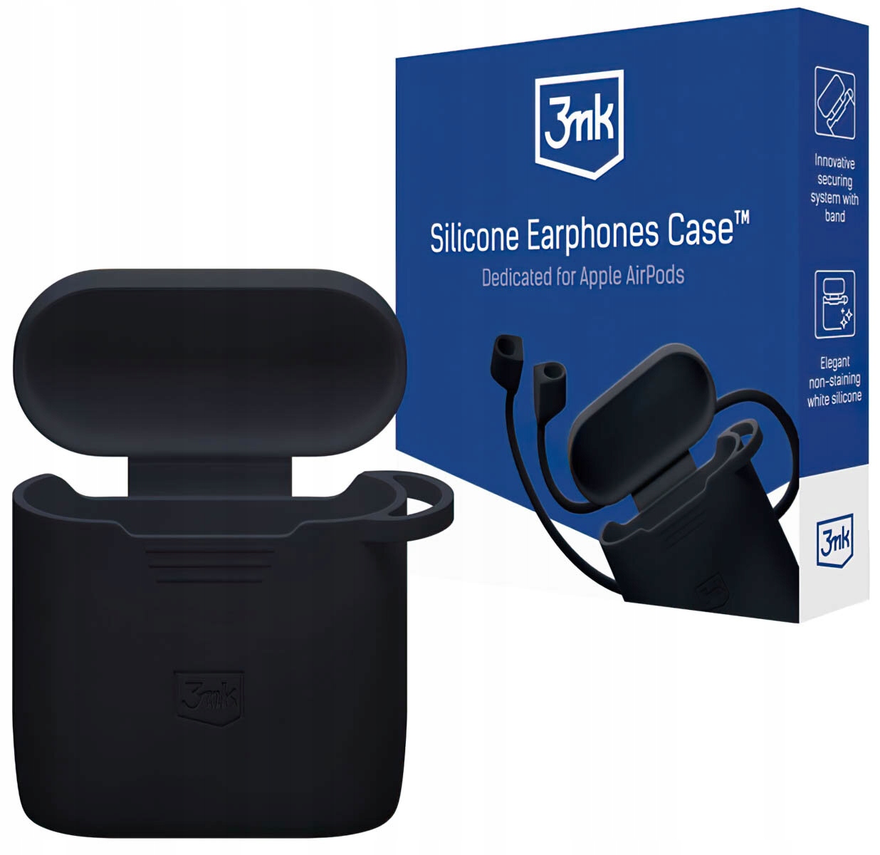 3MK Etui do słuchawek AirPods - Silicone Case 2nd gen. Czarny