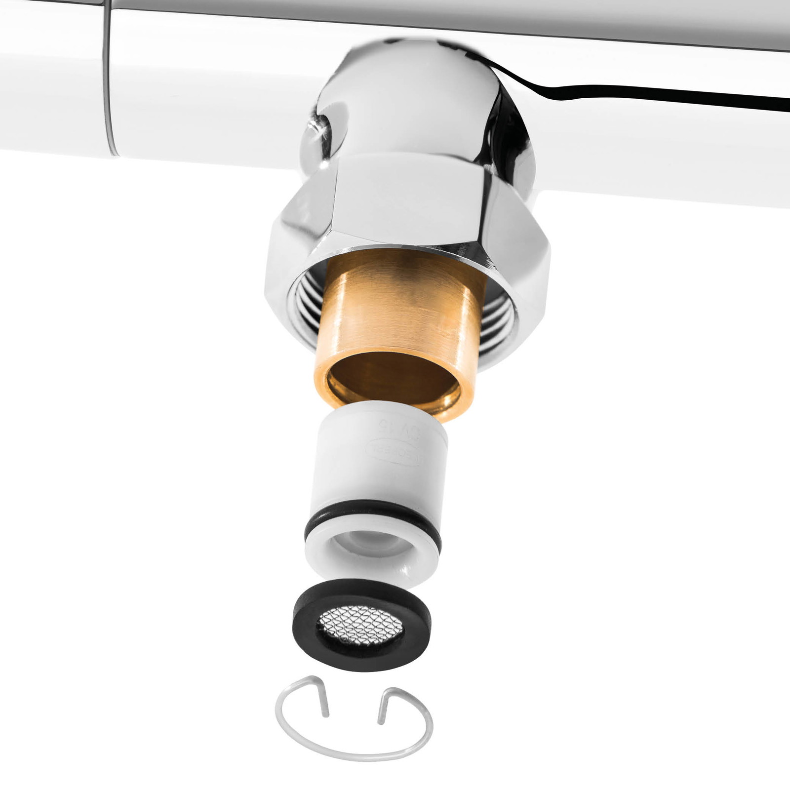 Bateria wyposażona w zawory zwrotne, dzięki czemu zmieszana woda nie cofa się do instalacji