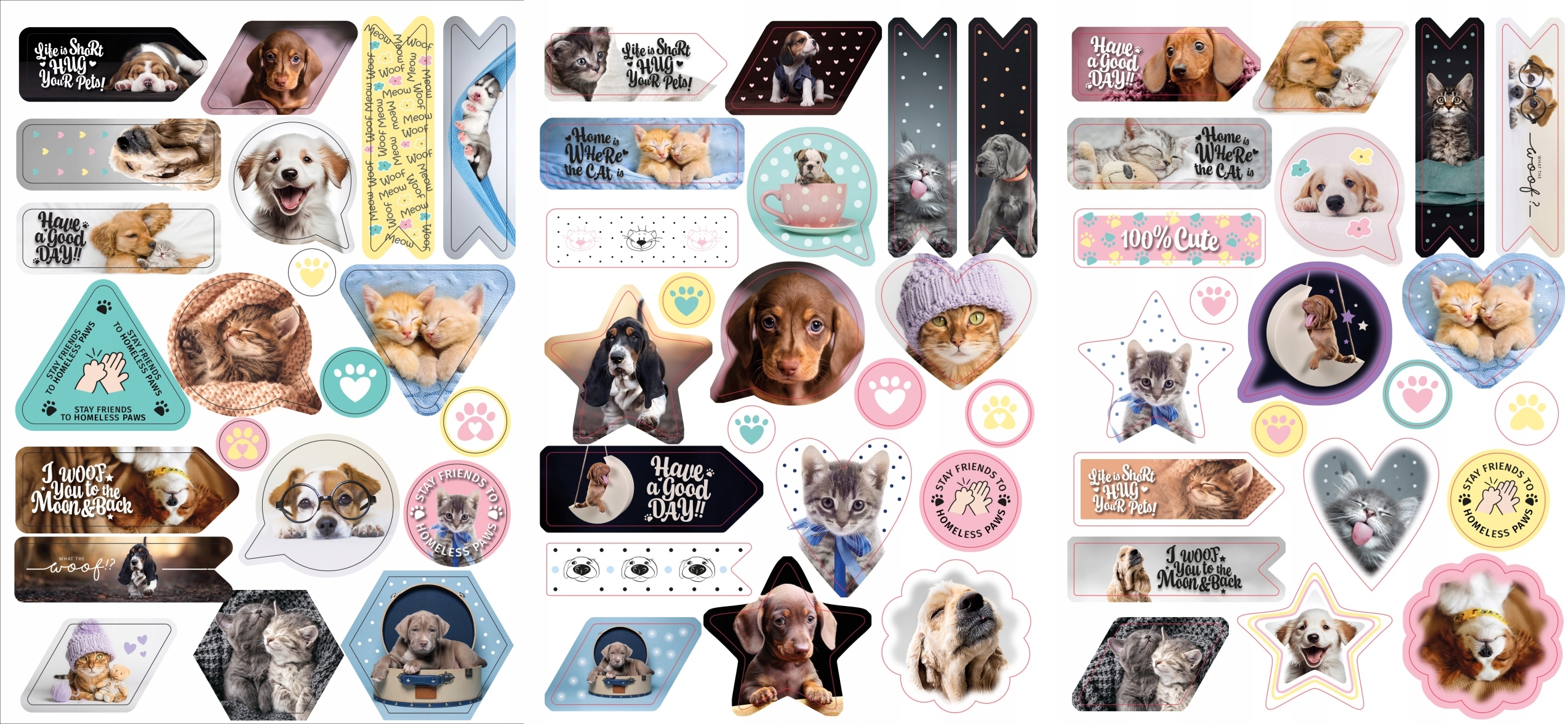 Różnorodne wzory piesków i kotków – Idealne do scrapbookingu