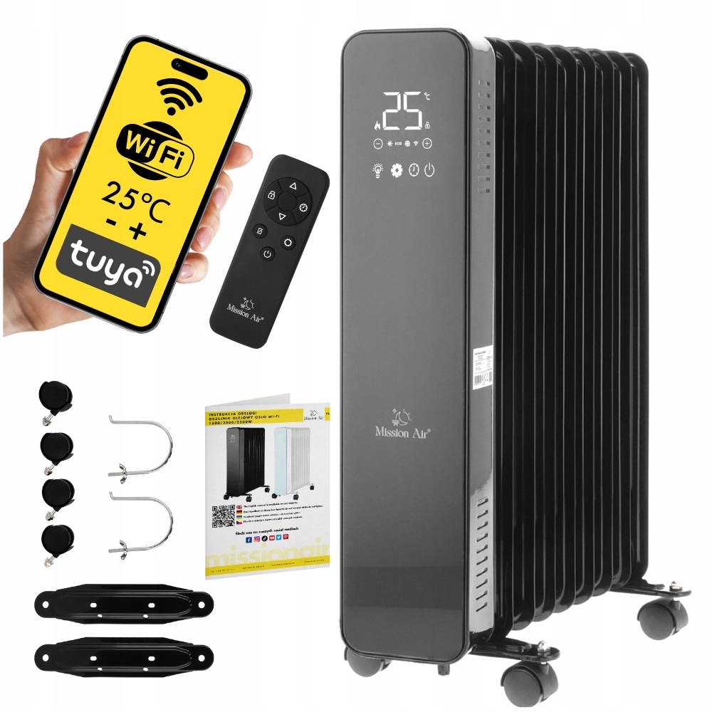 Grzejnik olejowy OSLO 2000W Black WiFi – Komfort i nowoczesność w Twoim domu