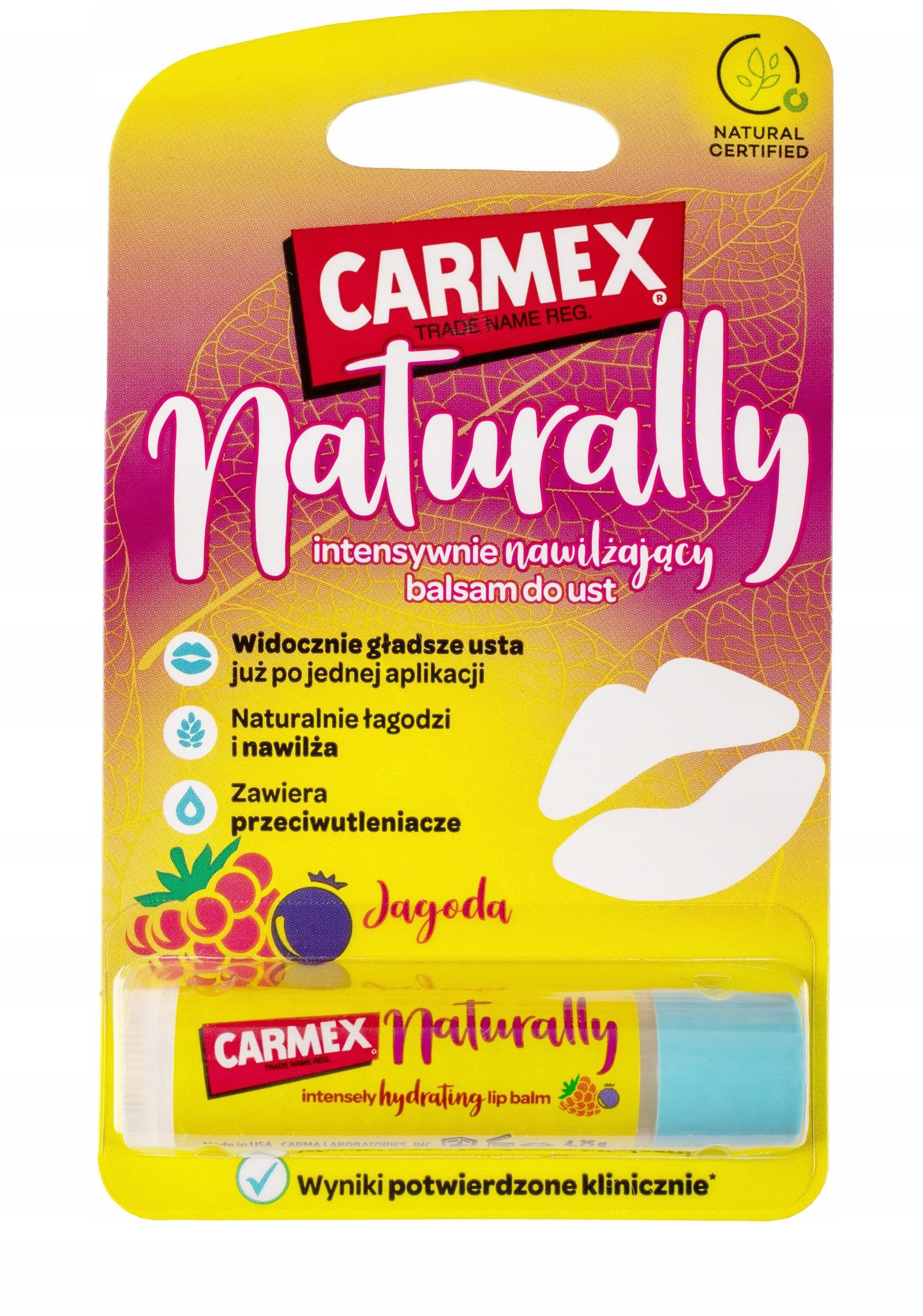 Carmex Naturally Intensywnie Nawilżający Balsam do ust - Jagoda 4,25 g