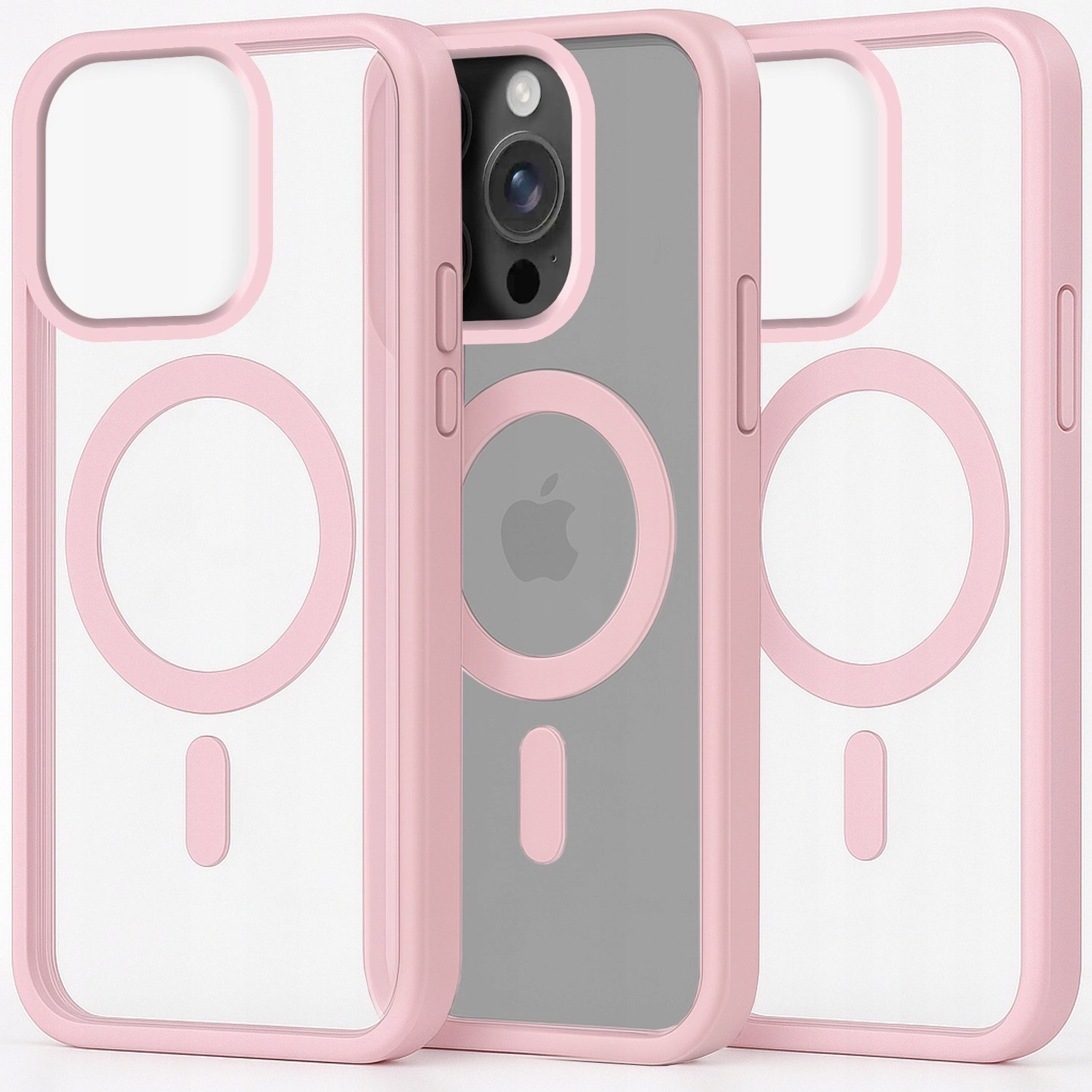 Etui do Apple iPhone 16 Pro – Przezroczyste, jasnoróżowe z funkcją MagSafe