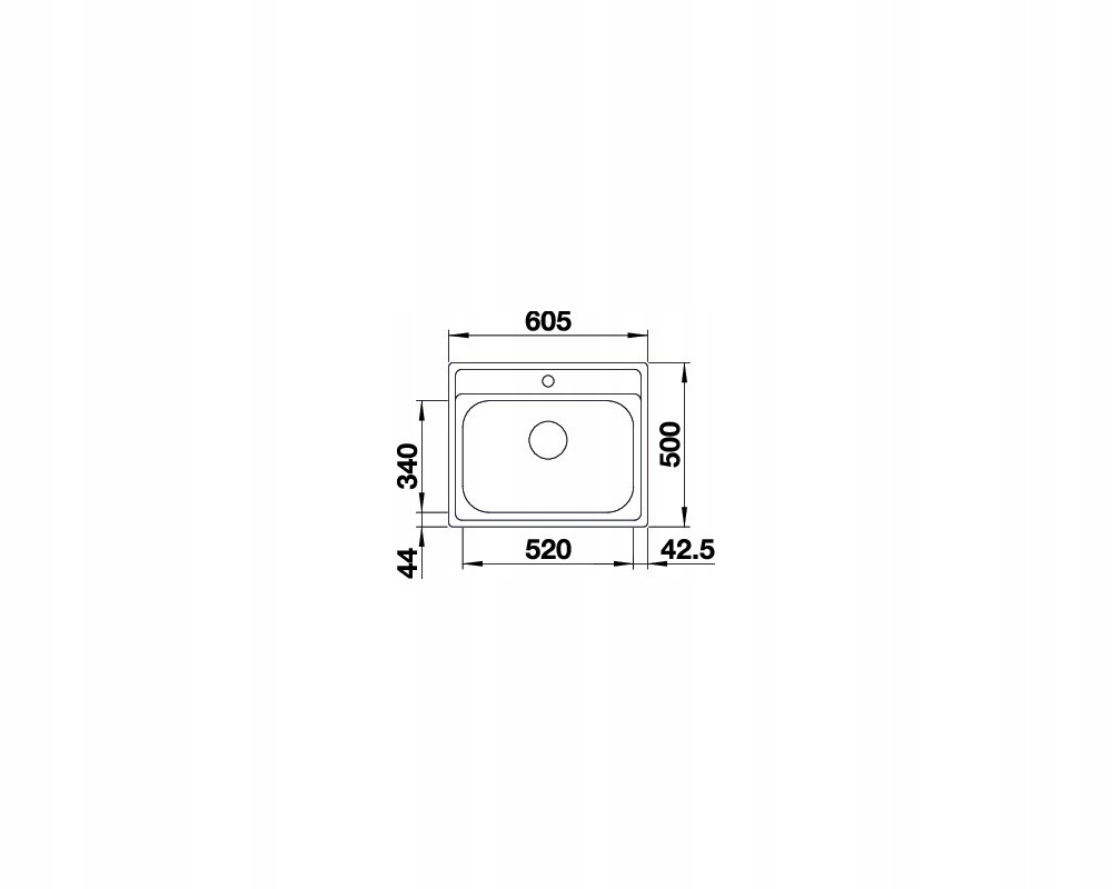 Wymiary zlewozmywaka – 605/500 mm dla optymalnego dopasowania