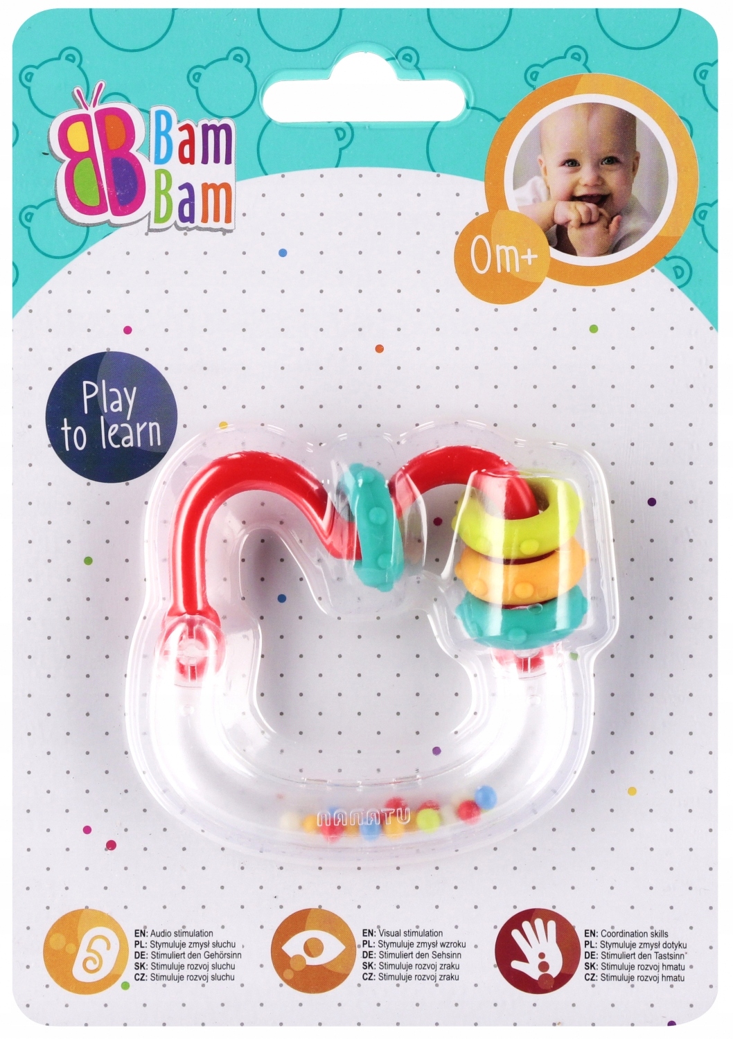Grzechotka Spirala Bam Bam 569049 – Kolorowa zabawa dla niemowląt