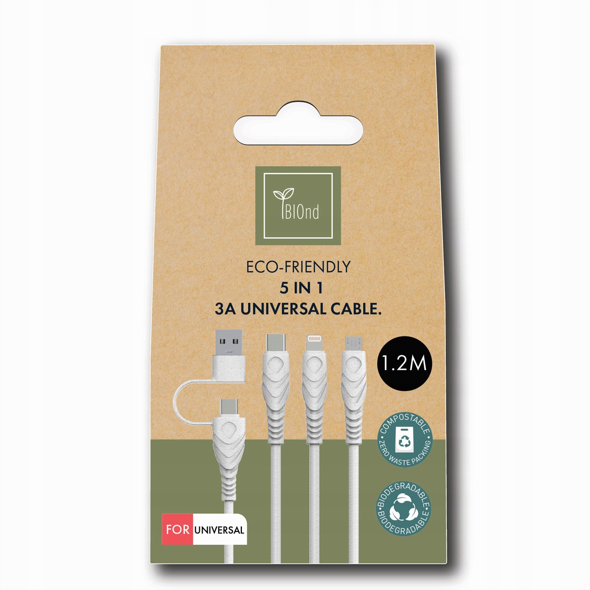 BIOnd Kabel do synchronizacji i ładowania 5w1 Eco-friendly* recykling 1,2m