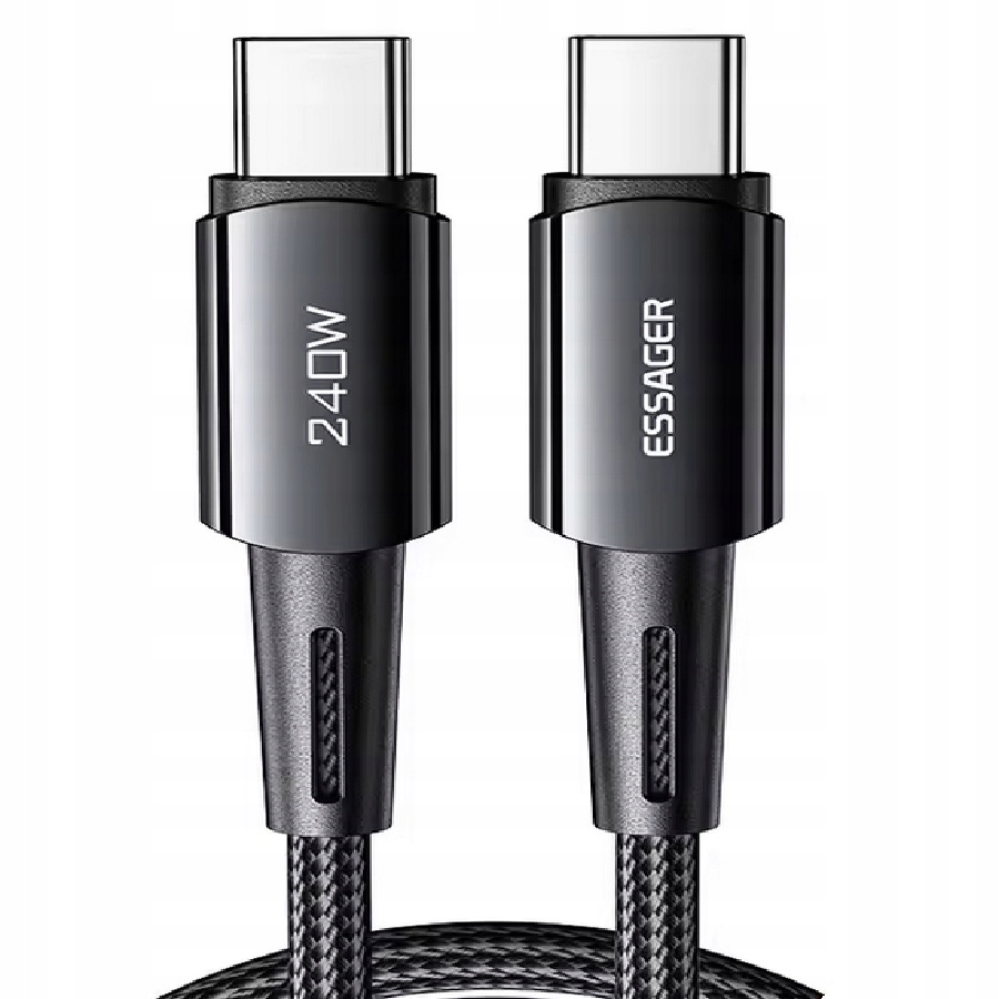 Kabel Essager USB-C do USB-C 240W, 2m, 480Mb/s – Szybkie ładowanie i przesył danych