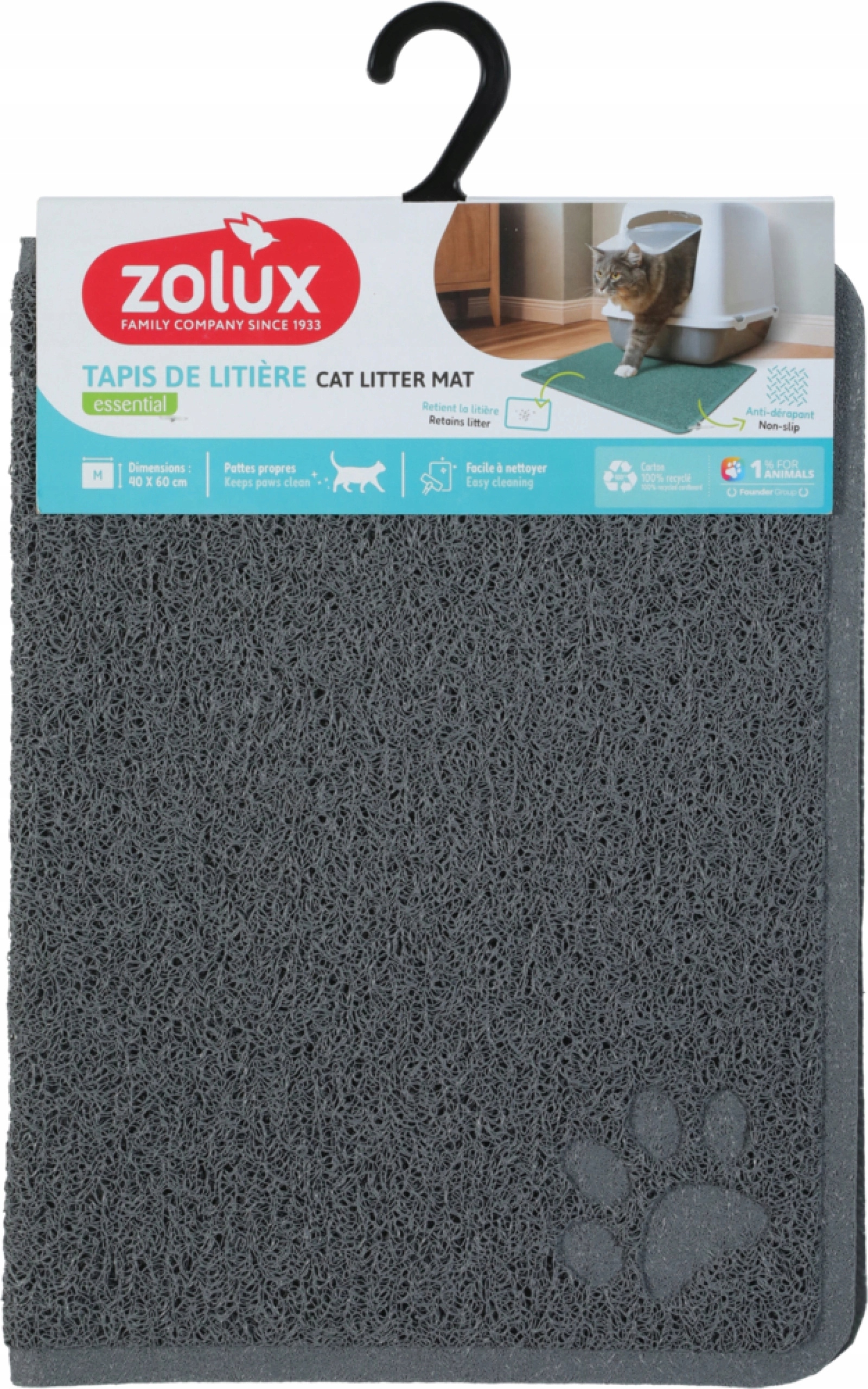 ZOLUX Wycieraczka pod kuwetę dla kota szara M duża 40x60 cm – Idealne rozwiązanie dla czystości