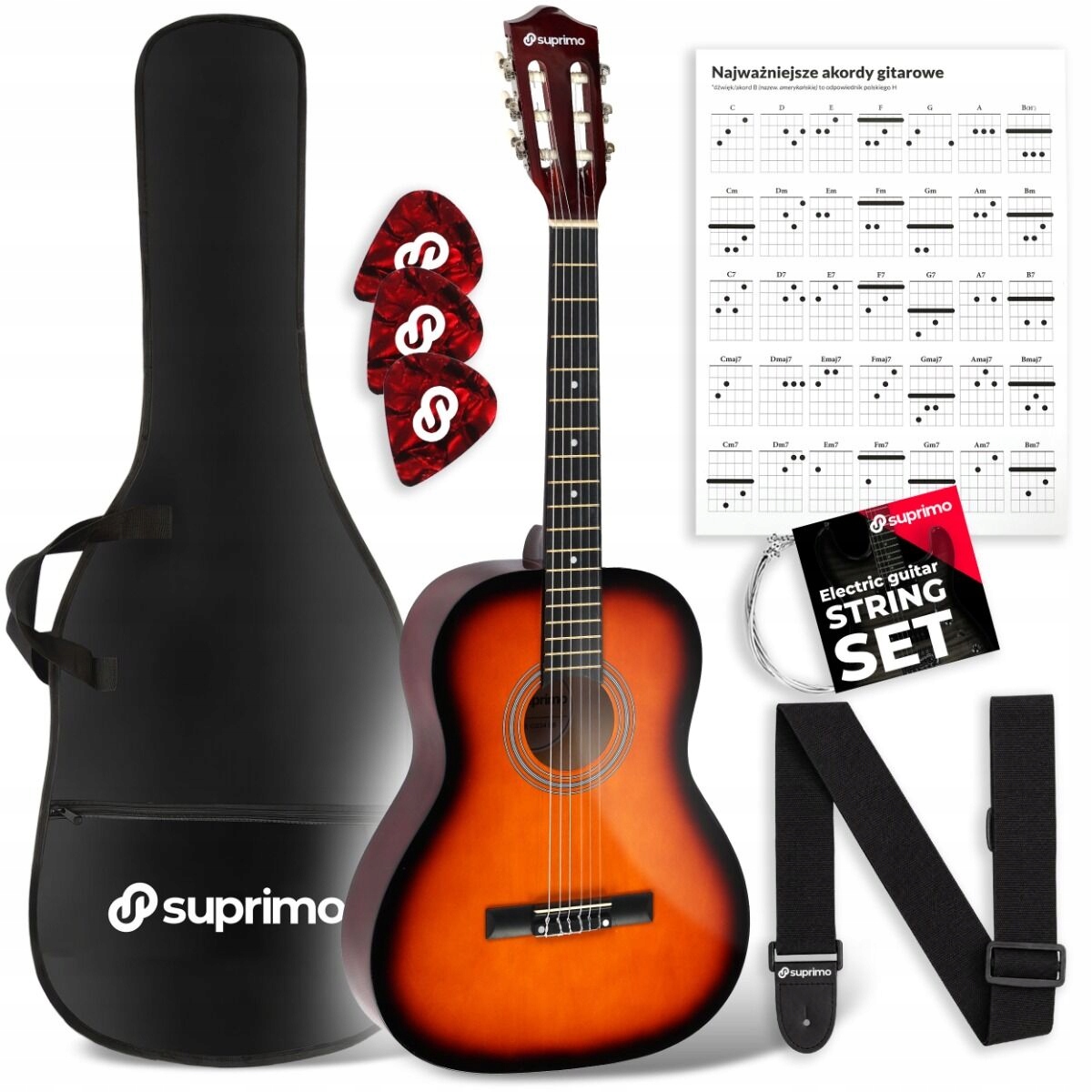 Zestaw akcesoriów do nauki gry na gitarze