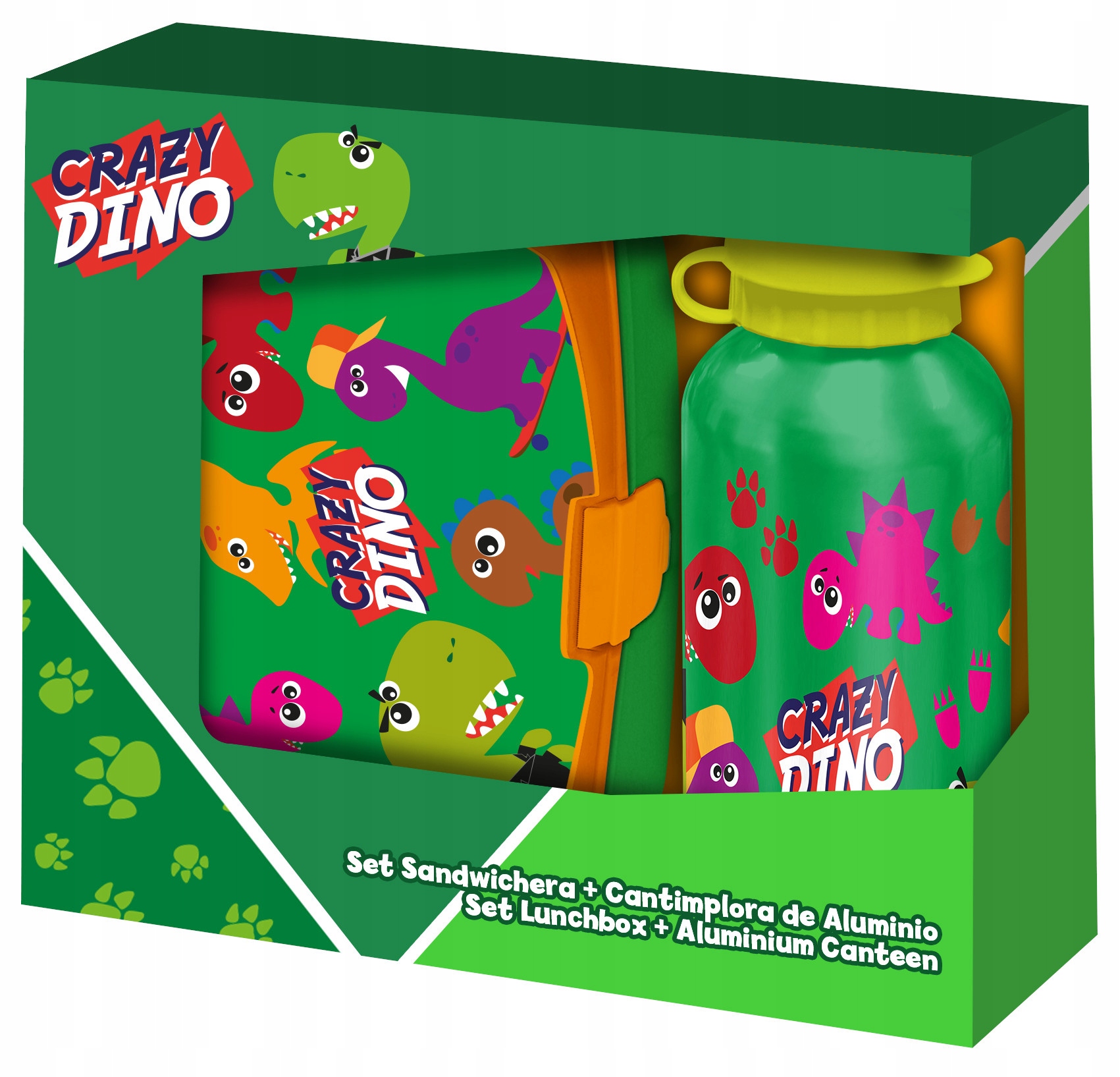 Zestaw Bidon aluminiowy + śniadaniówka Crazy Dino KL10834 – Idealny dla dzieci