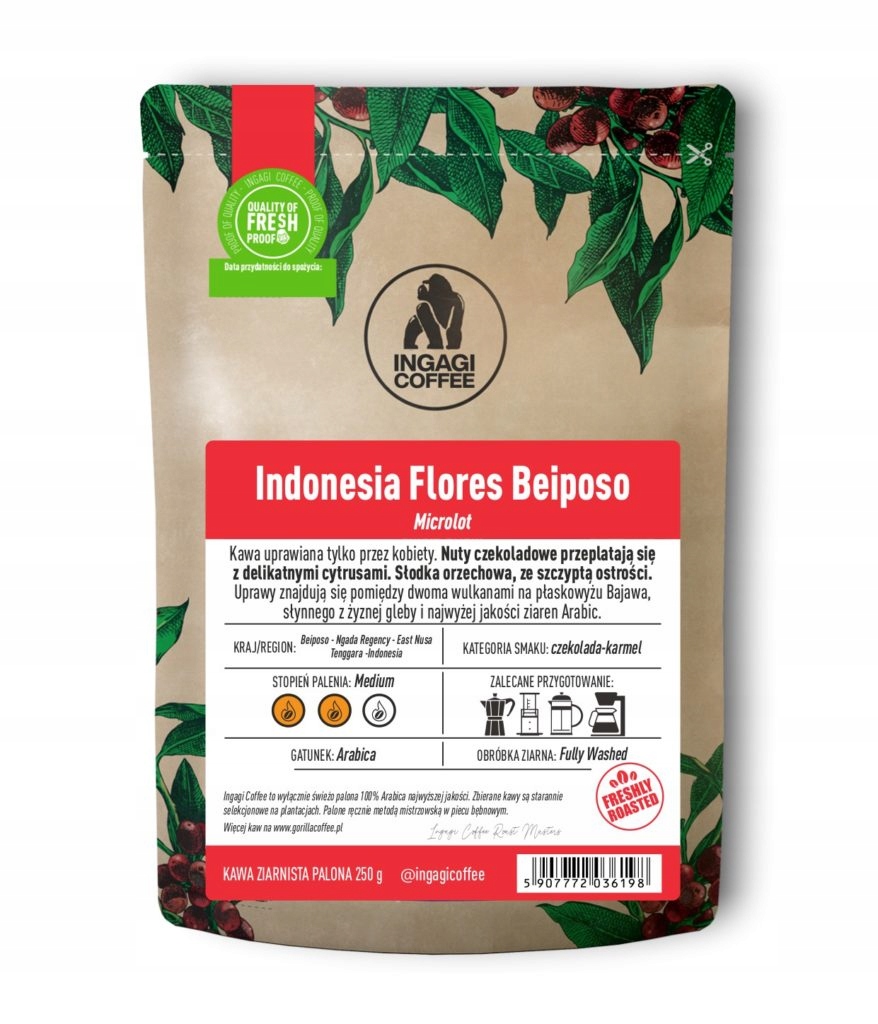 Kawa ziarnista Indonesia Flores Beiposo 250 g – Wyjątkowy smak z Indonezji