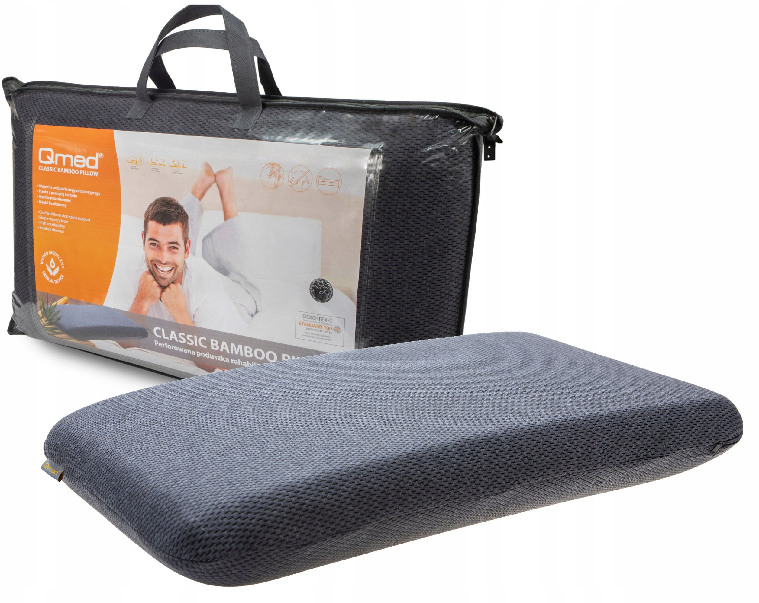 Poduszka rehabilitacyjna do snu CLASSIC BAMBOO Pillow marki QMED – Komfortowy sen dla każdego