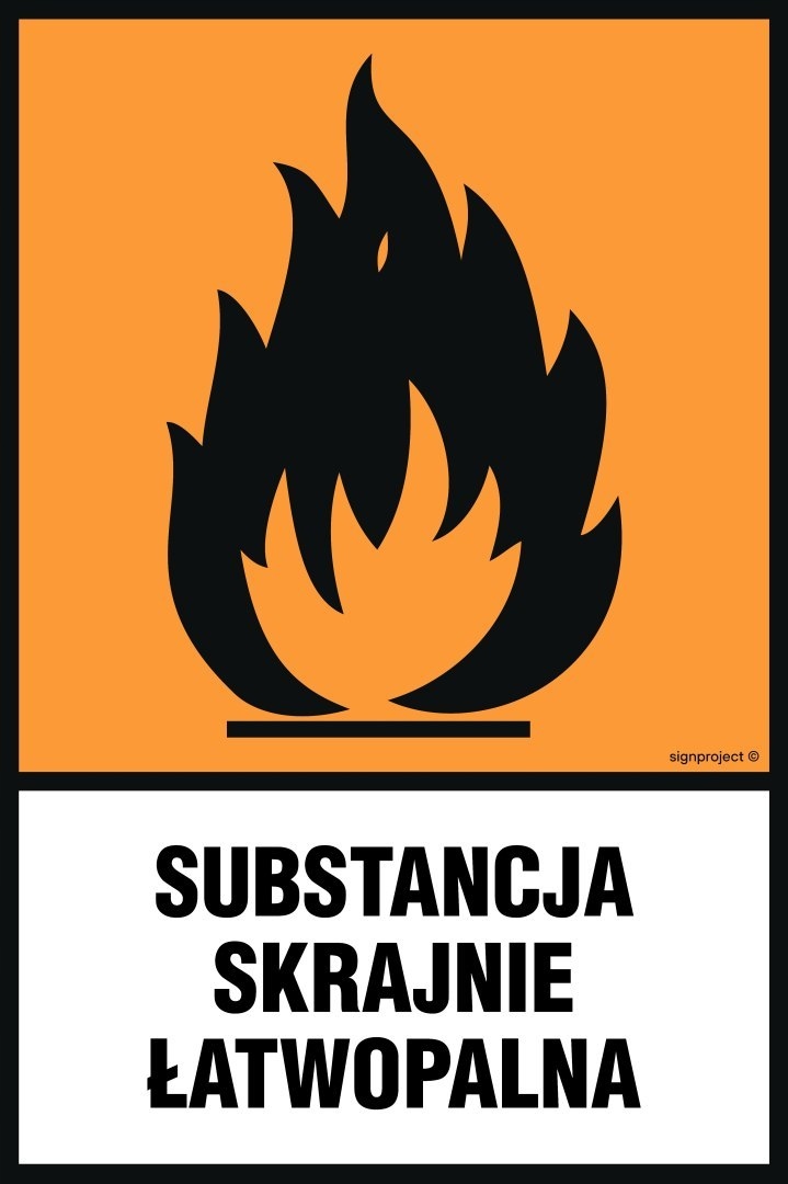 Znak LB013 - Substancja skrajnie łatwopalna 75x113 mm