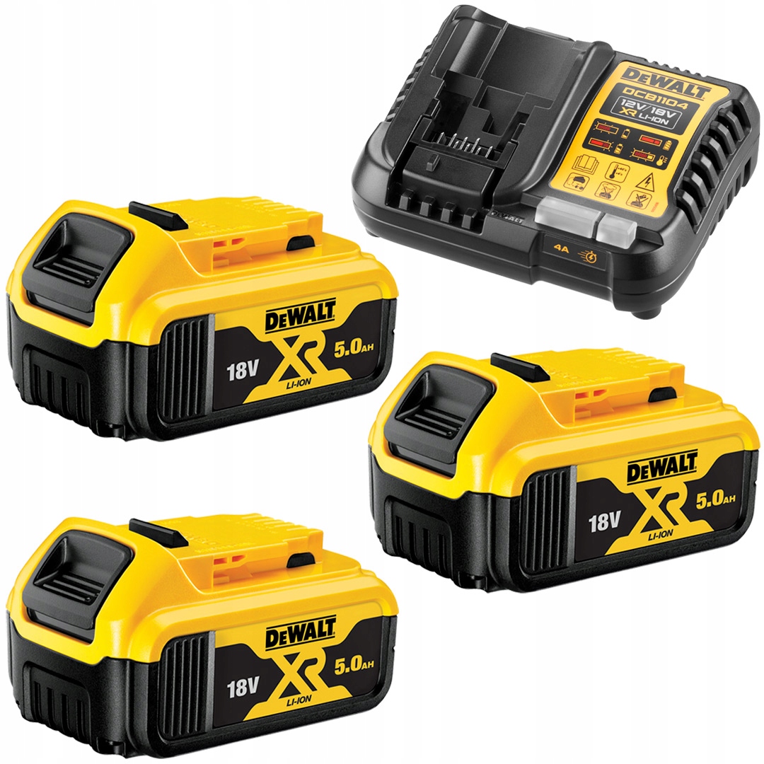 Ładowarka DEWALT DCB1104 + 3x5,0Ah DCB1104P3 – Wydajny zestaw zasilający