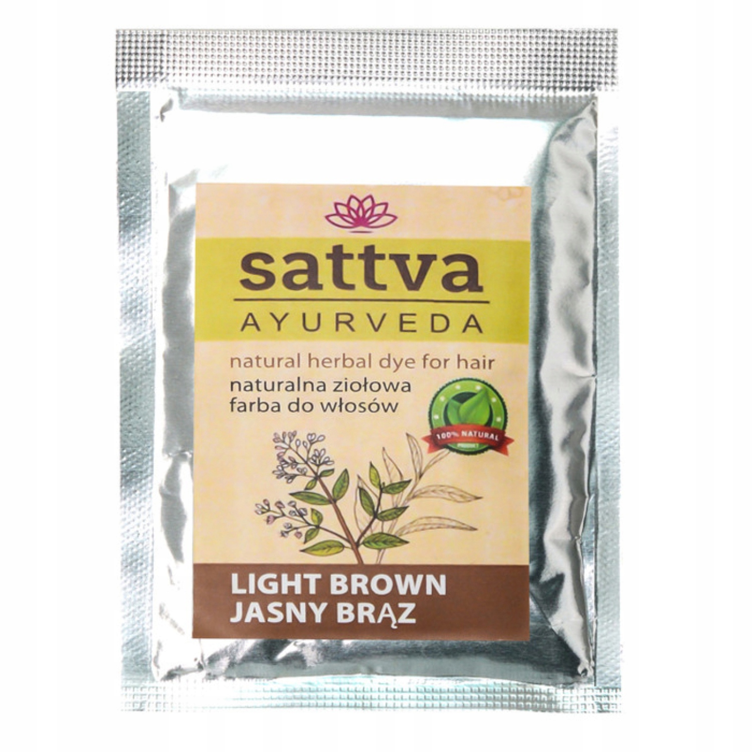 Sattva Natural* Herbal Dye For Hair – Ziołowa farba do włosów Jasny Brąz 10g